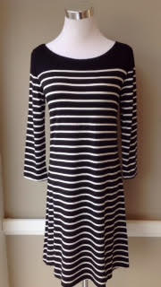 Black and white stripe knit dress, $42