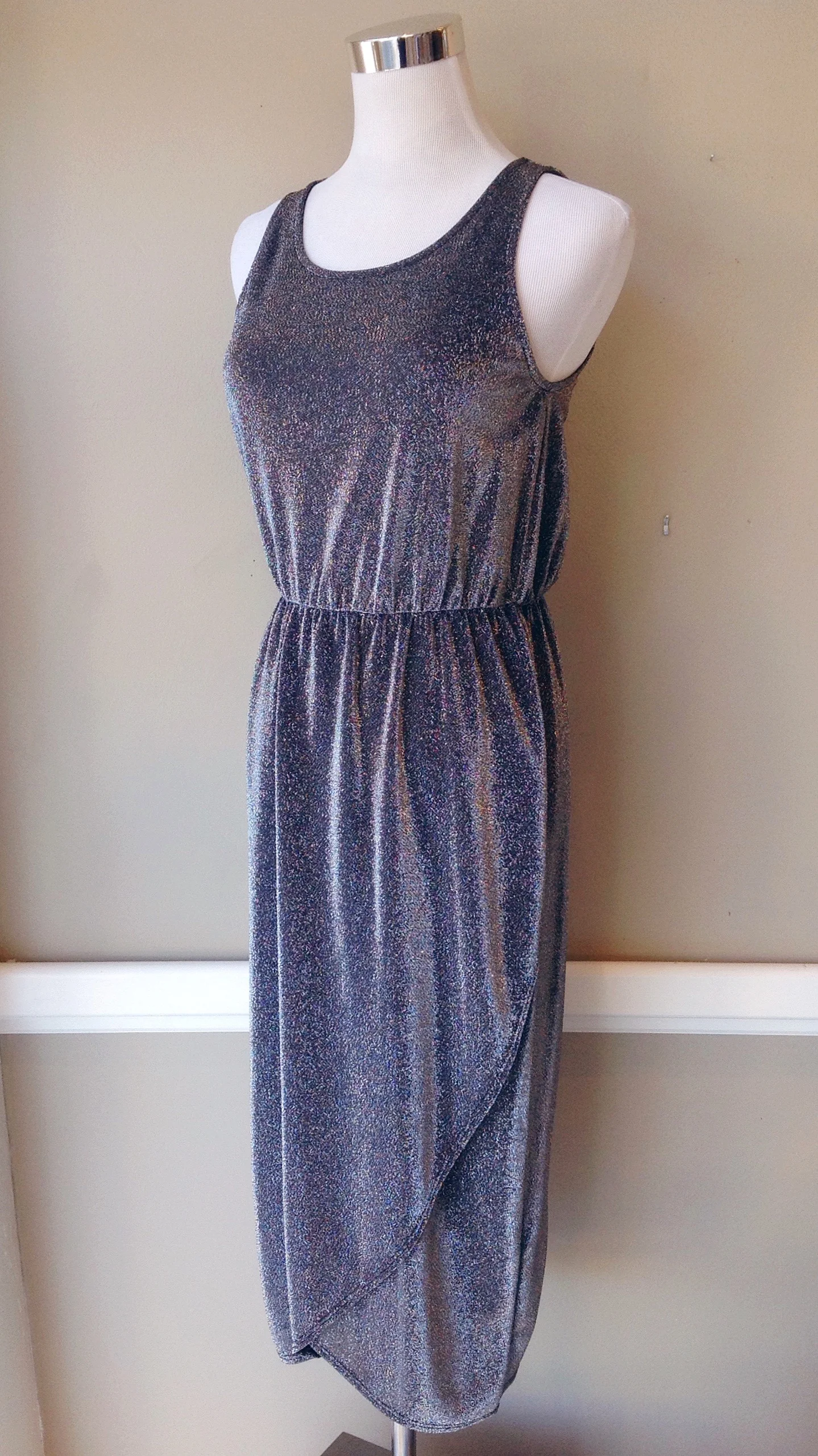 Silver sparkle midi dress, $38