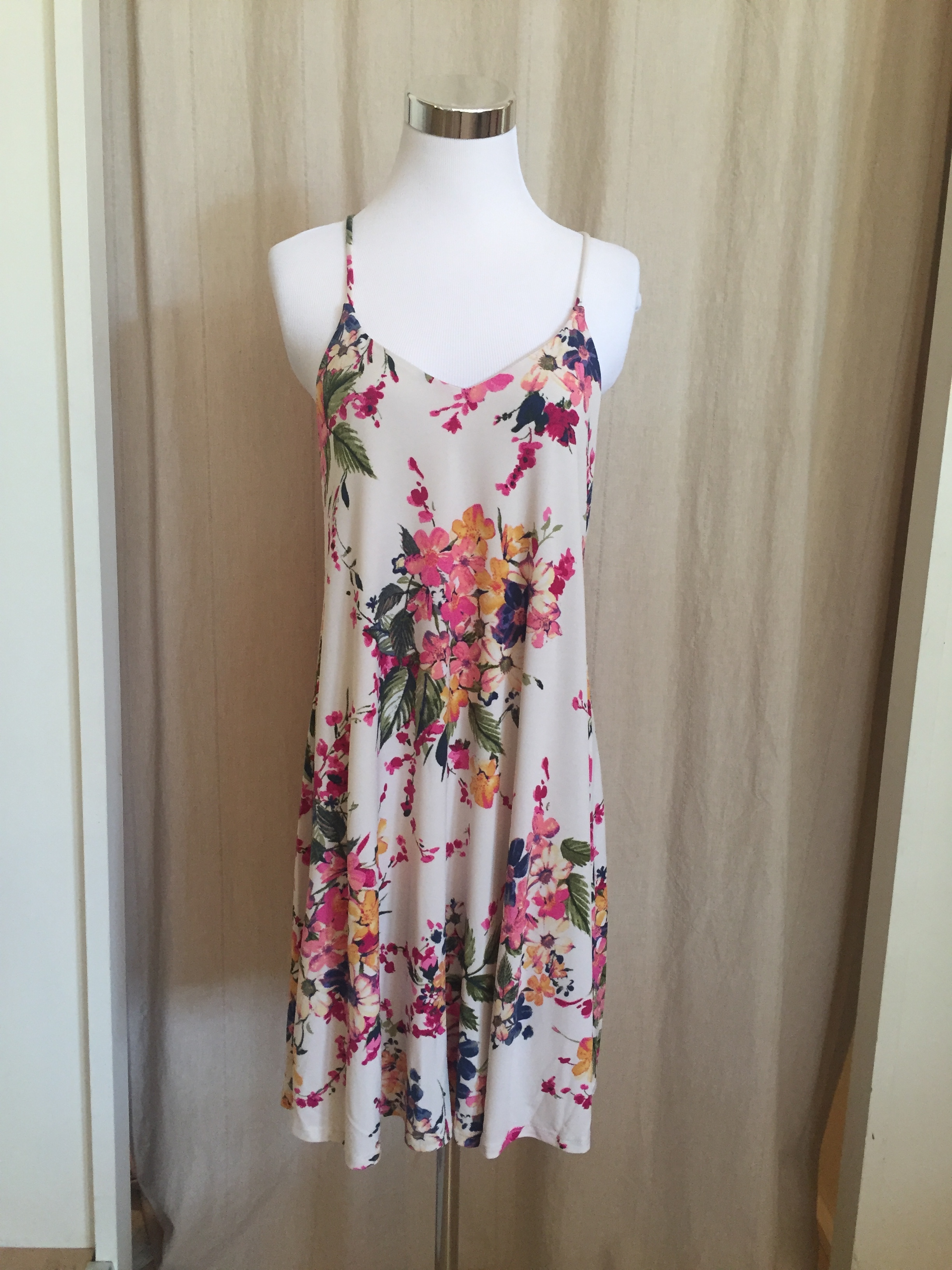 Cream Floral Strappy Dress, $38