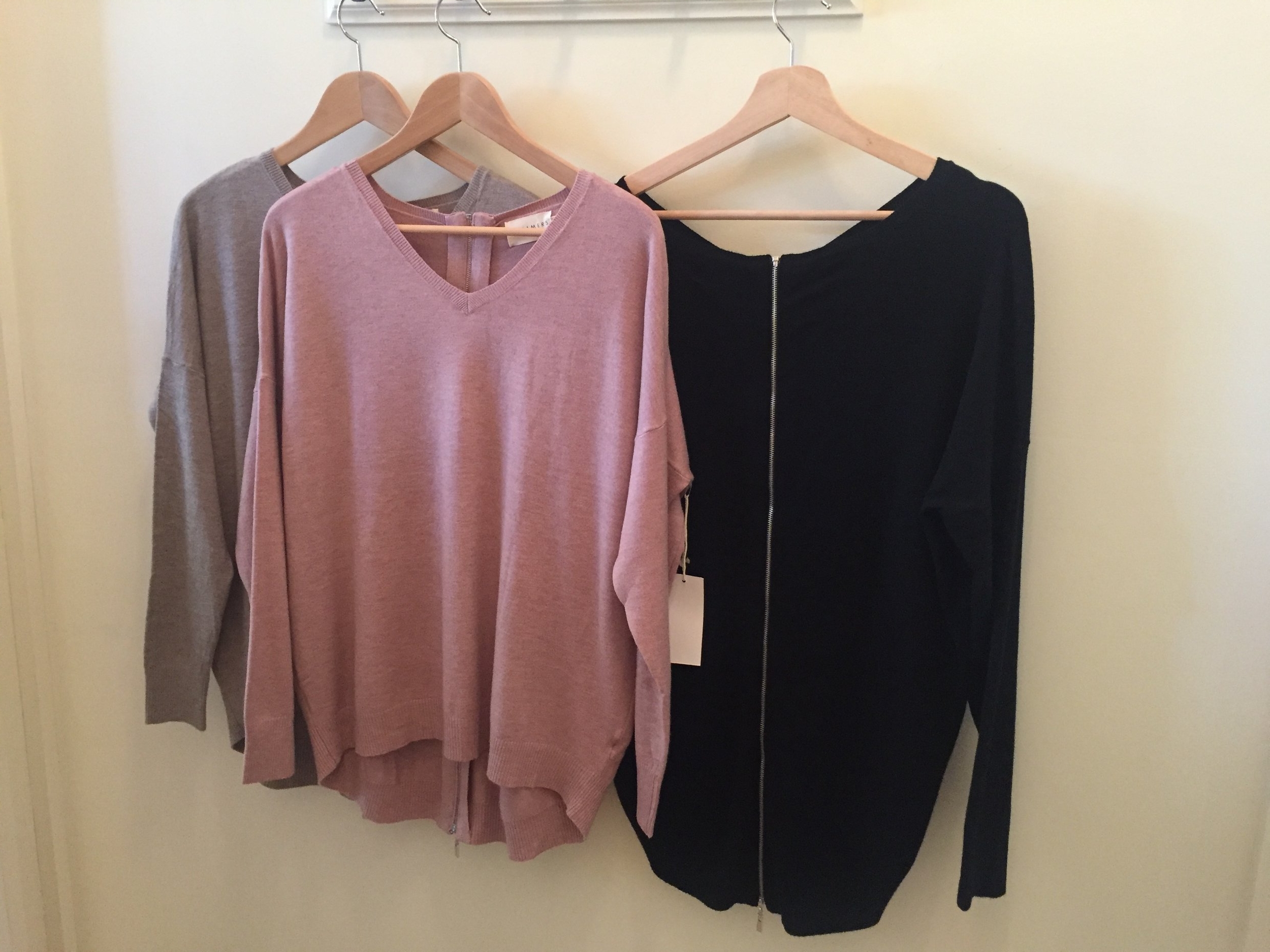 Exposed Zip-back Dreamers Sweater, $42