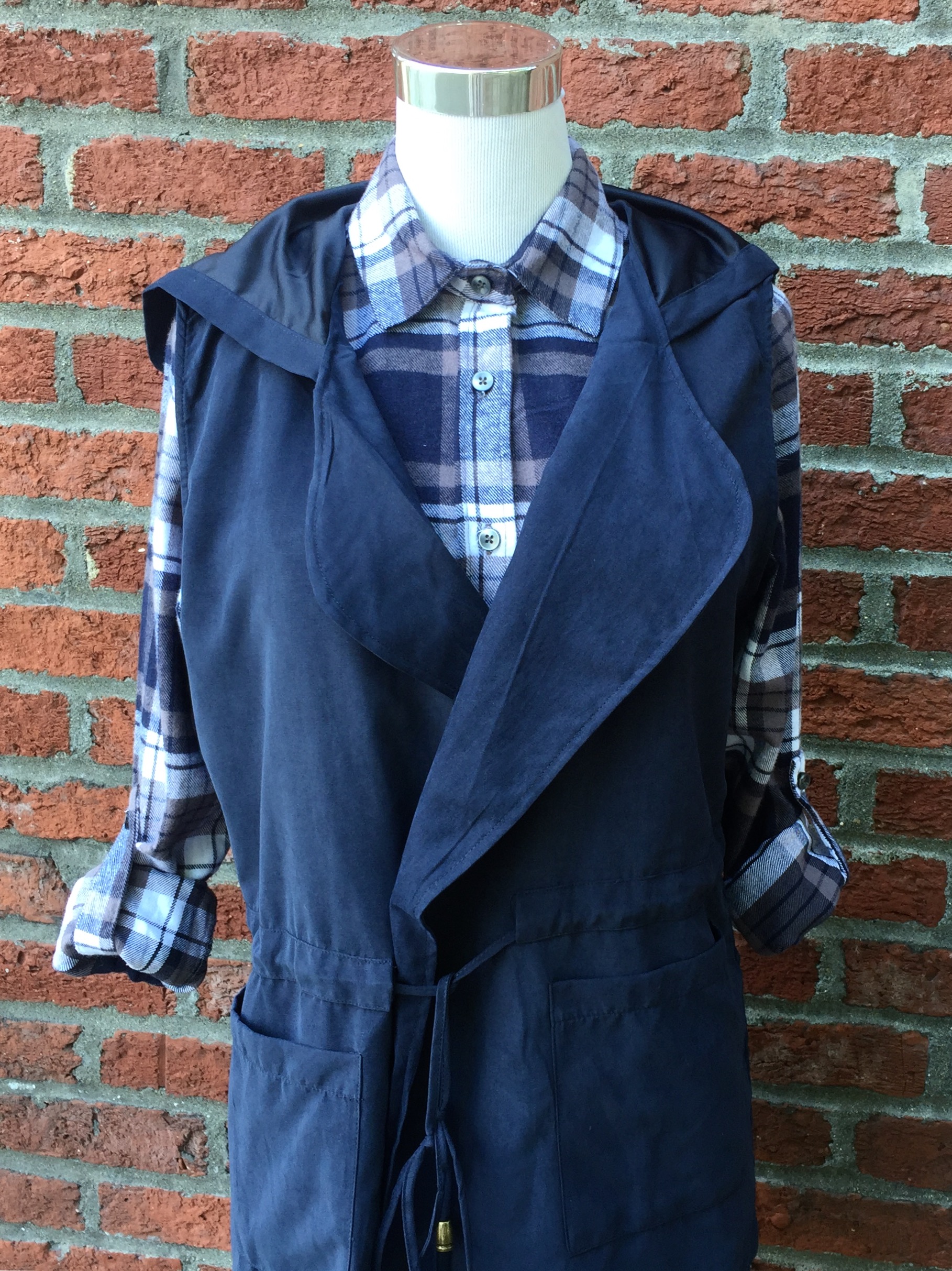 Navy Vest with Hood ($35)