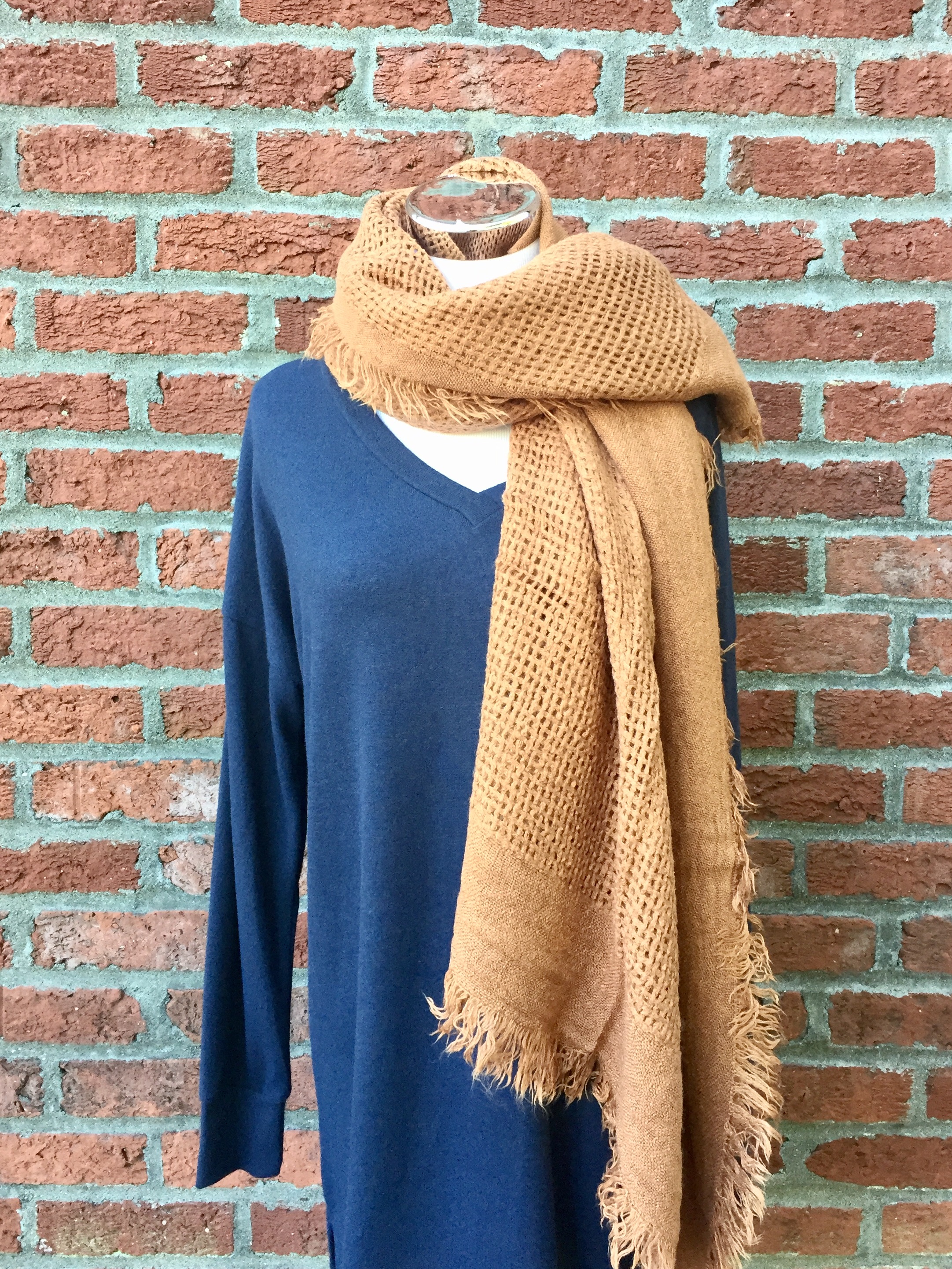 Reb + J Sweater ($32) with Orange Scarf ($21)