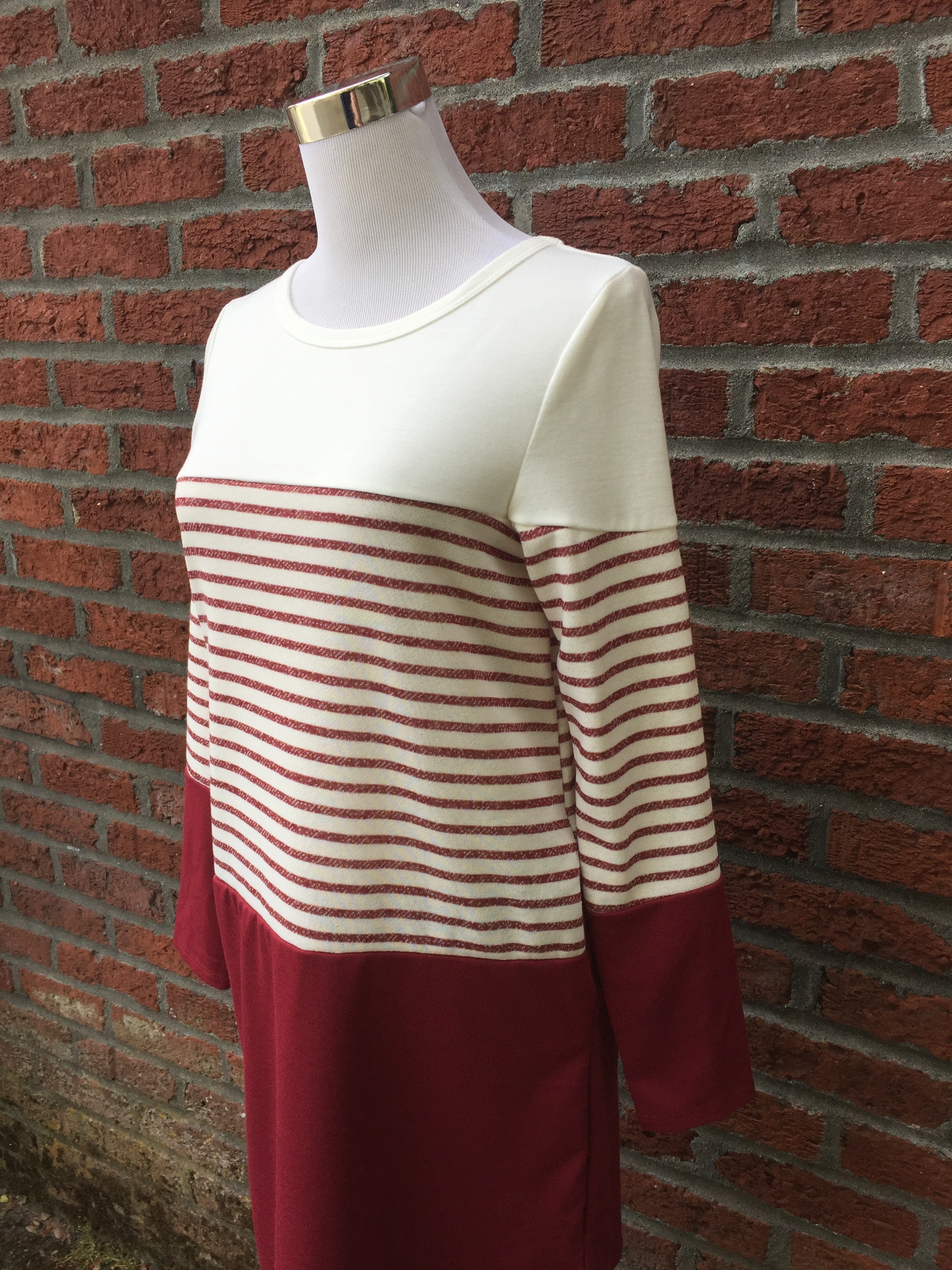 Hailey & Co striped tunic ($42, black and red)