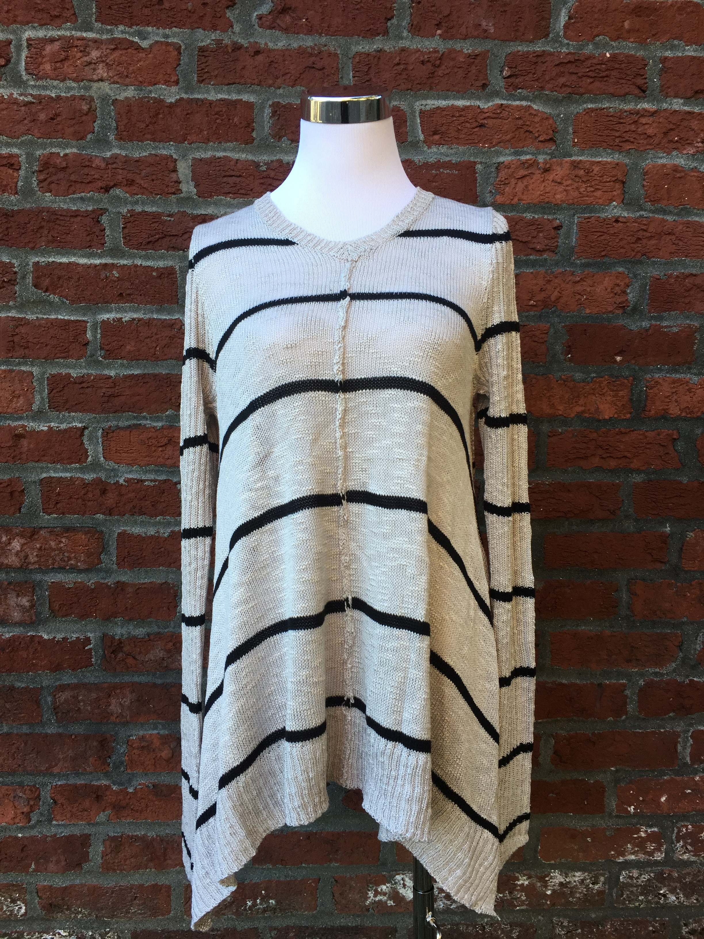 Fun Hem Striped Sweater ($45 Grey and White)