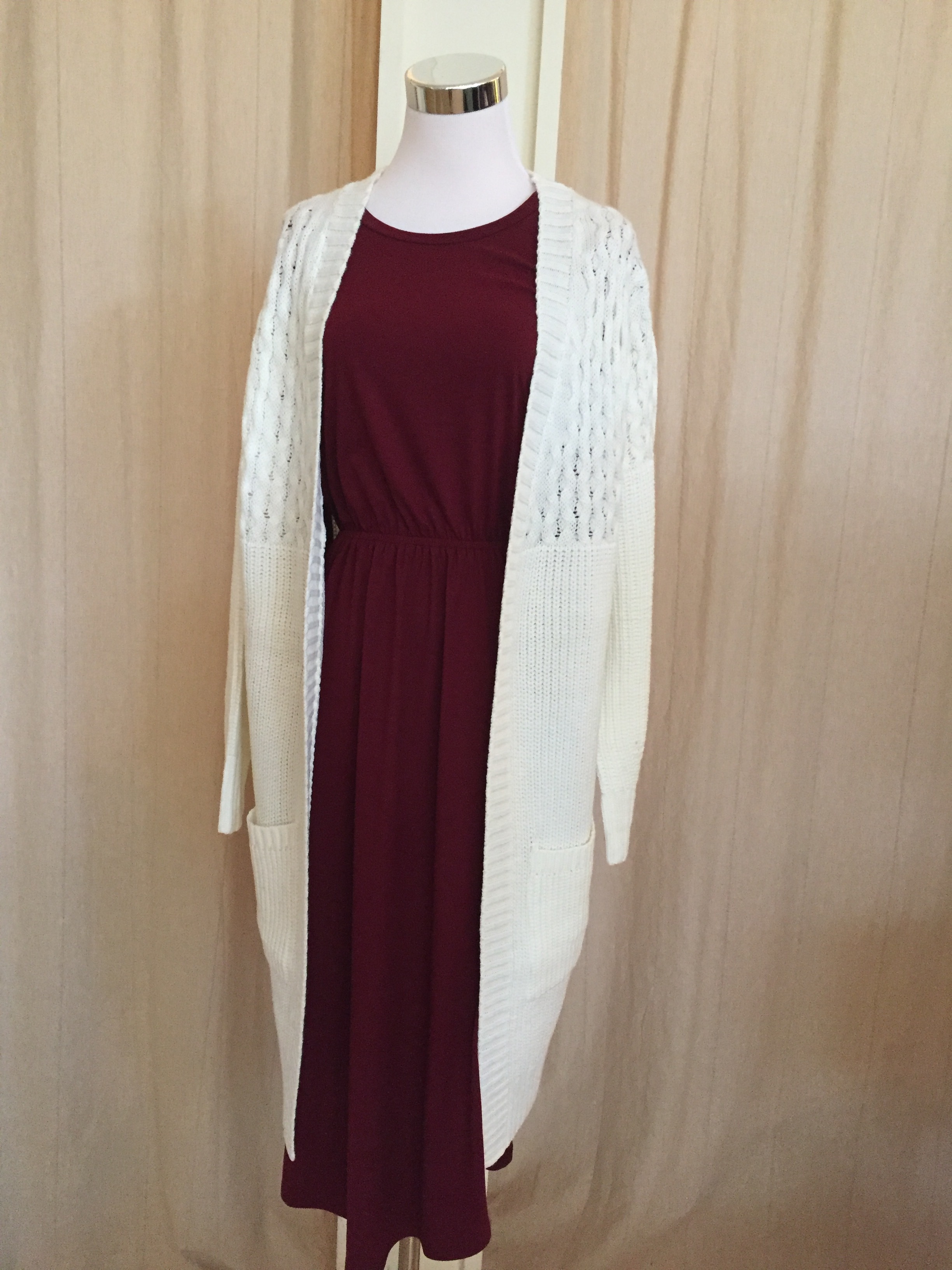 Chunky knit cardi ($45 salmon, grey, white)