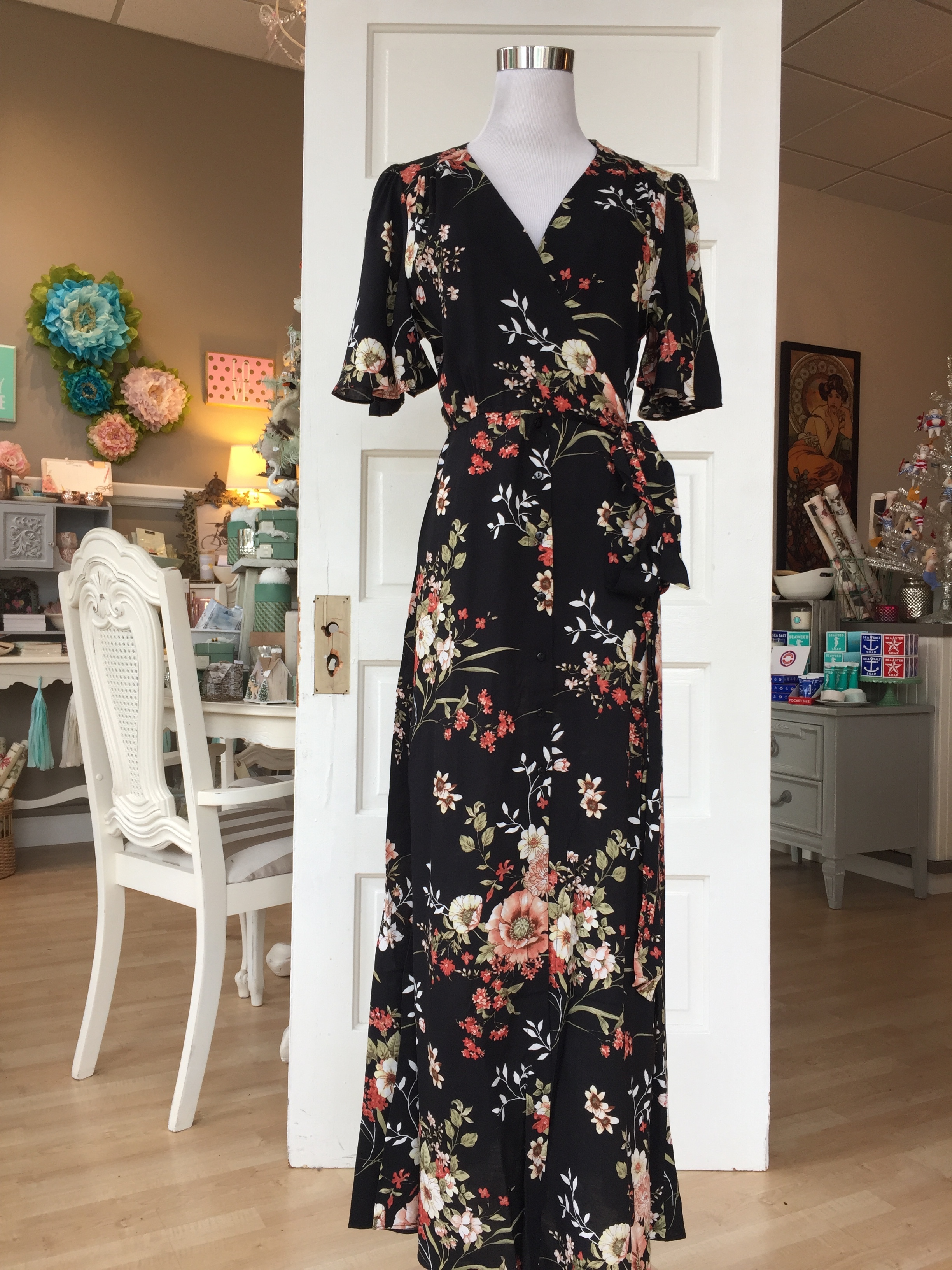 Floral wrap maxi dress ($48)