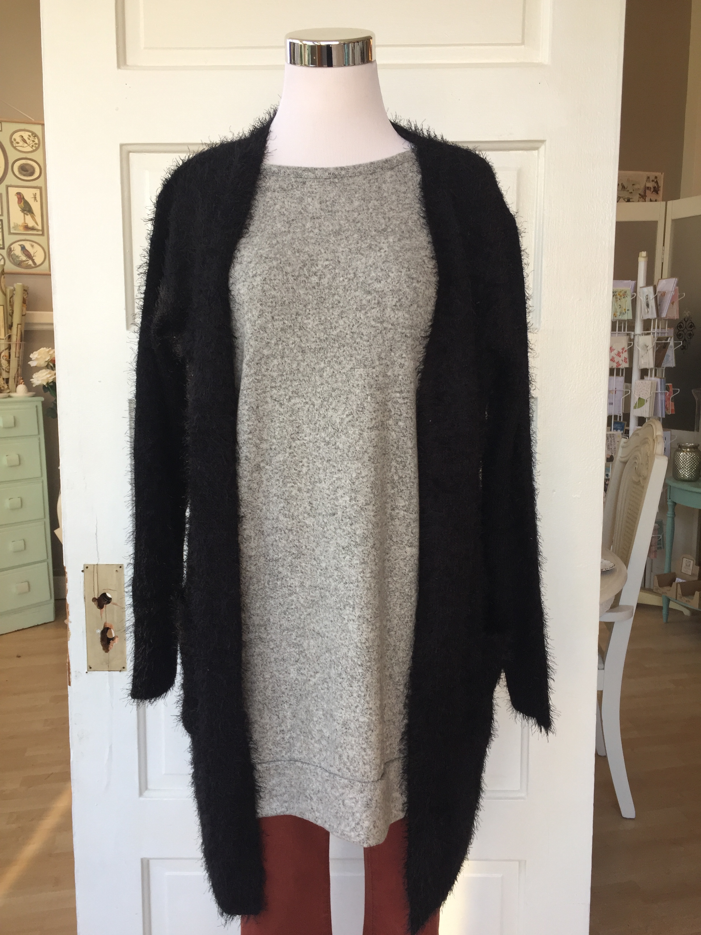 Black Fuzzy Sweater $42