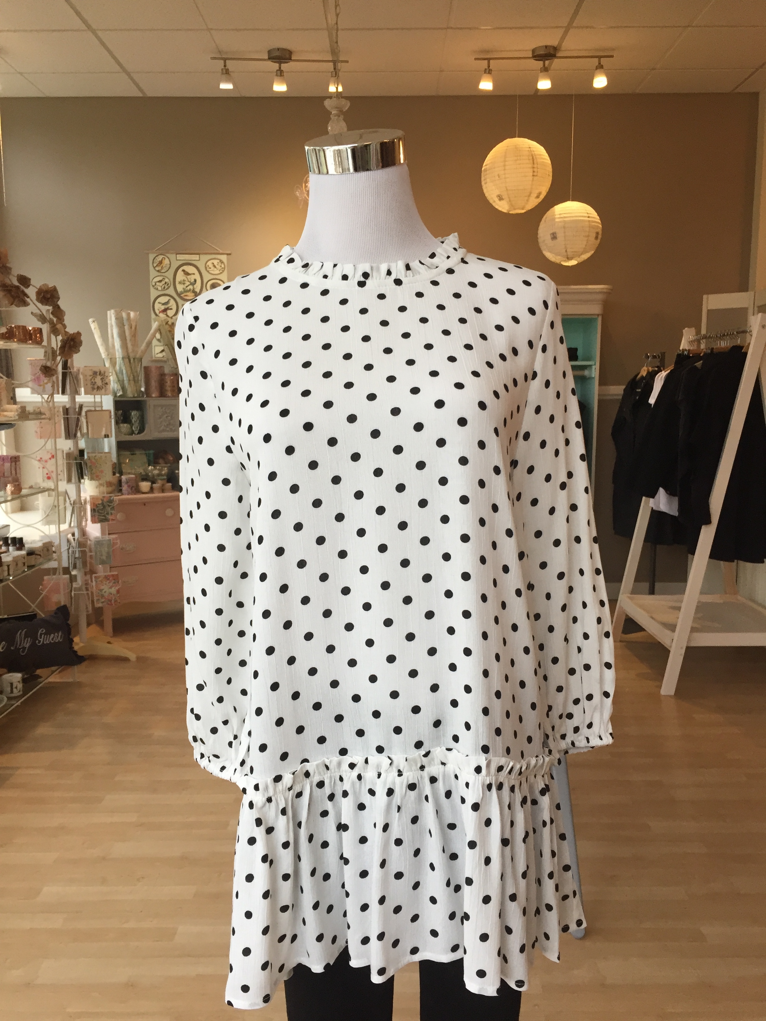 High Neck Polka Dot Top