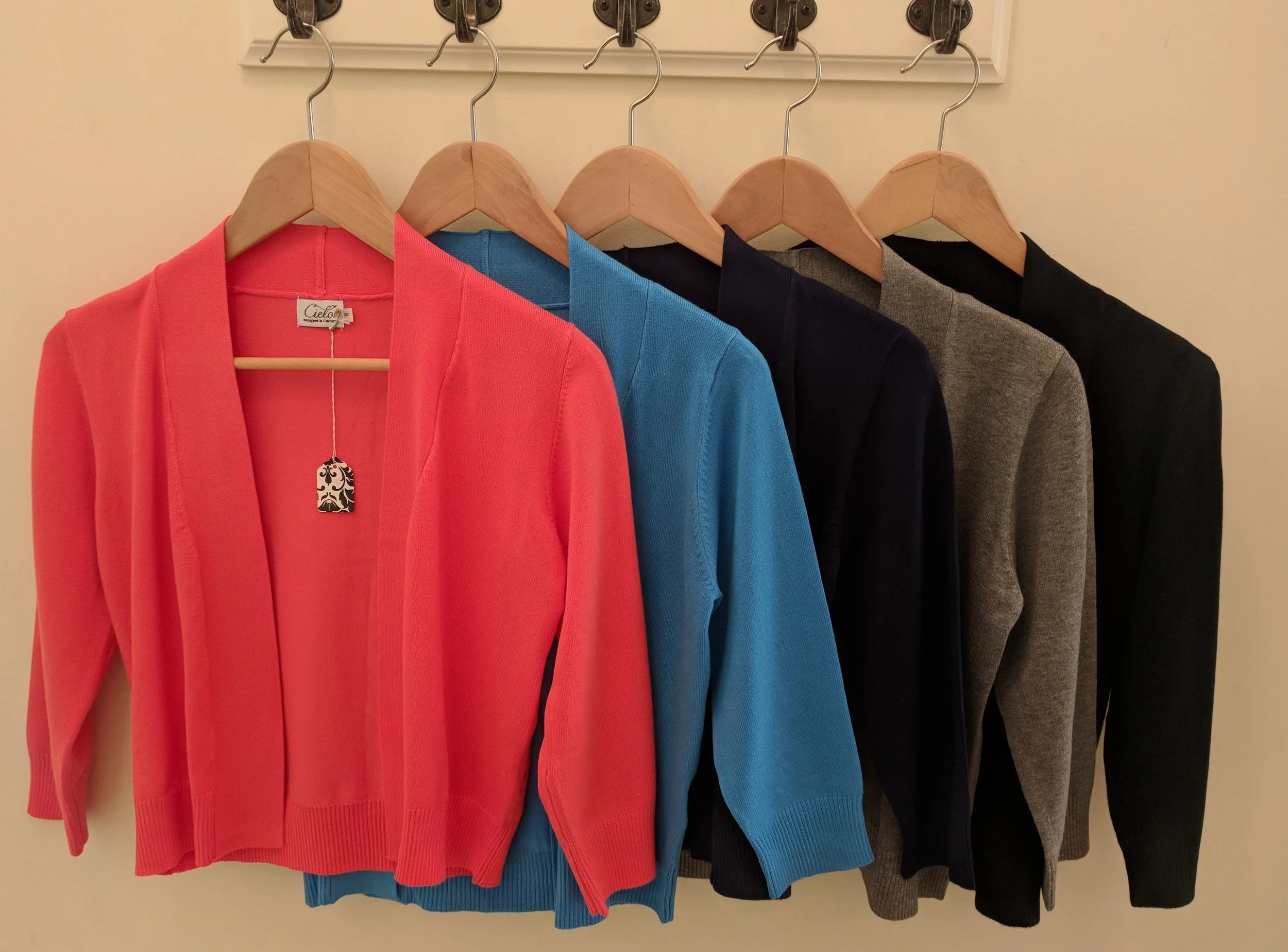 Bolero Cardigan in Orange, Cobalt Blue, Navy, Gray and Black $32