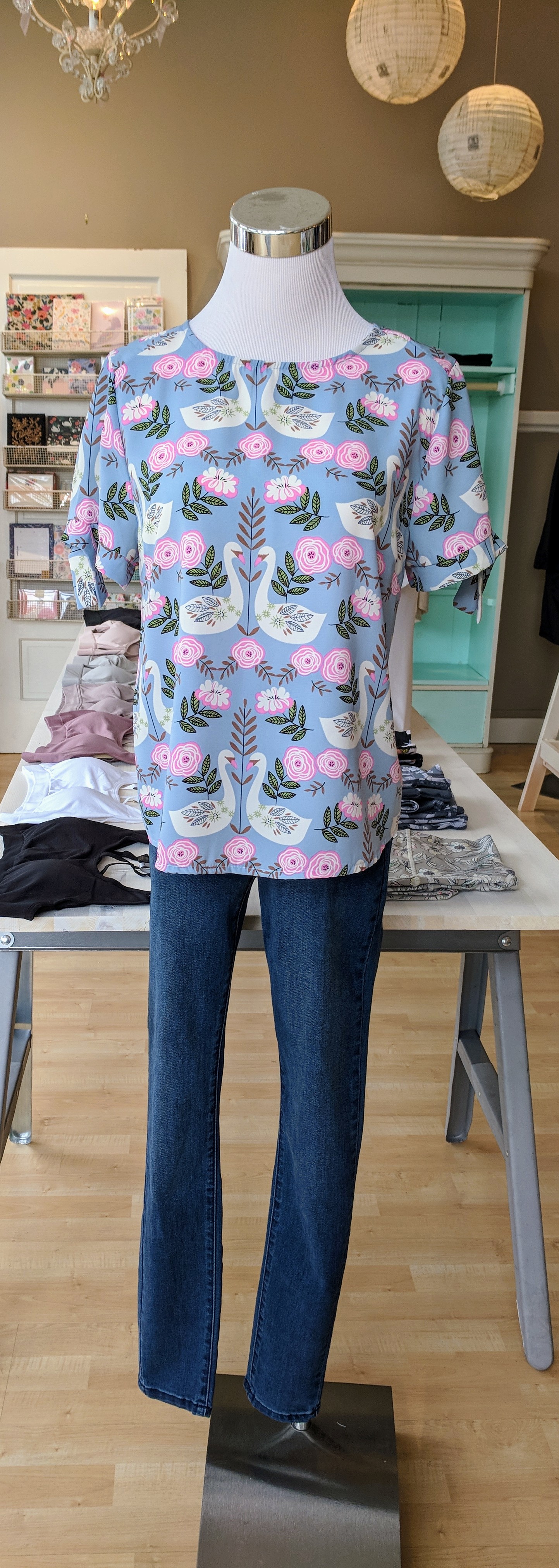 Light Blue Swan Top $28