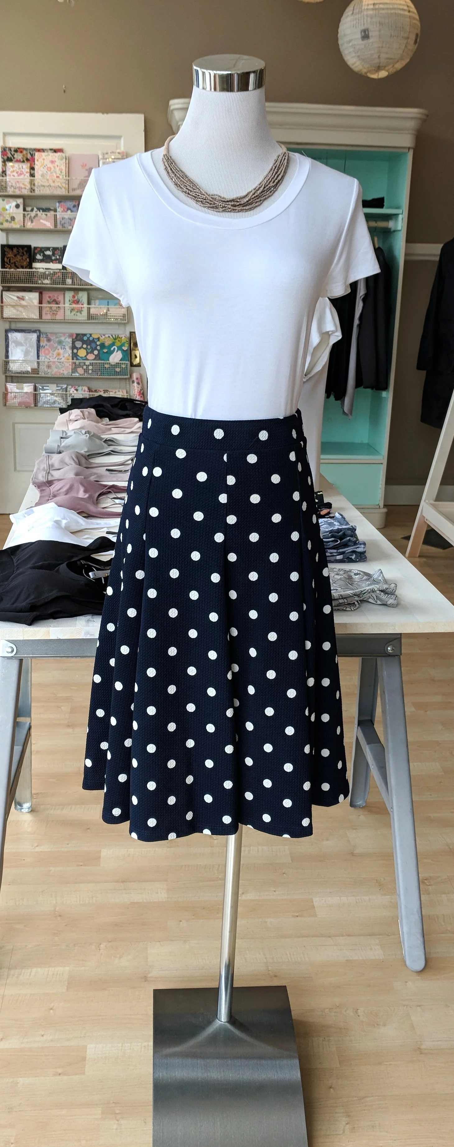 Midi polka dot skirt $38