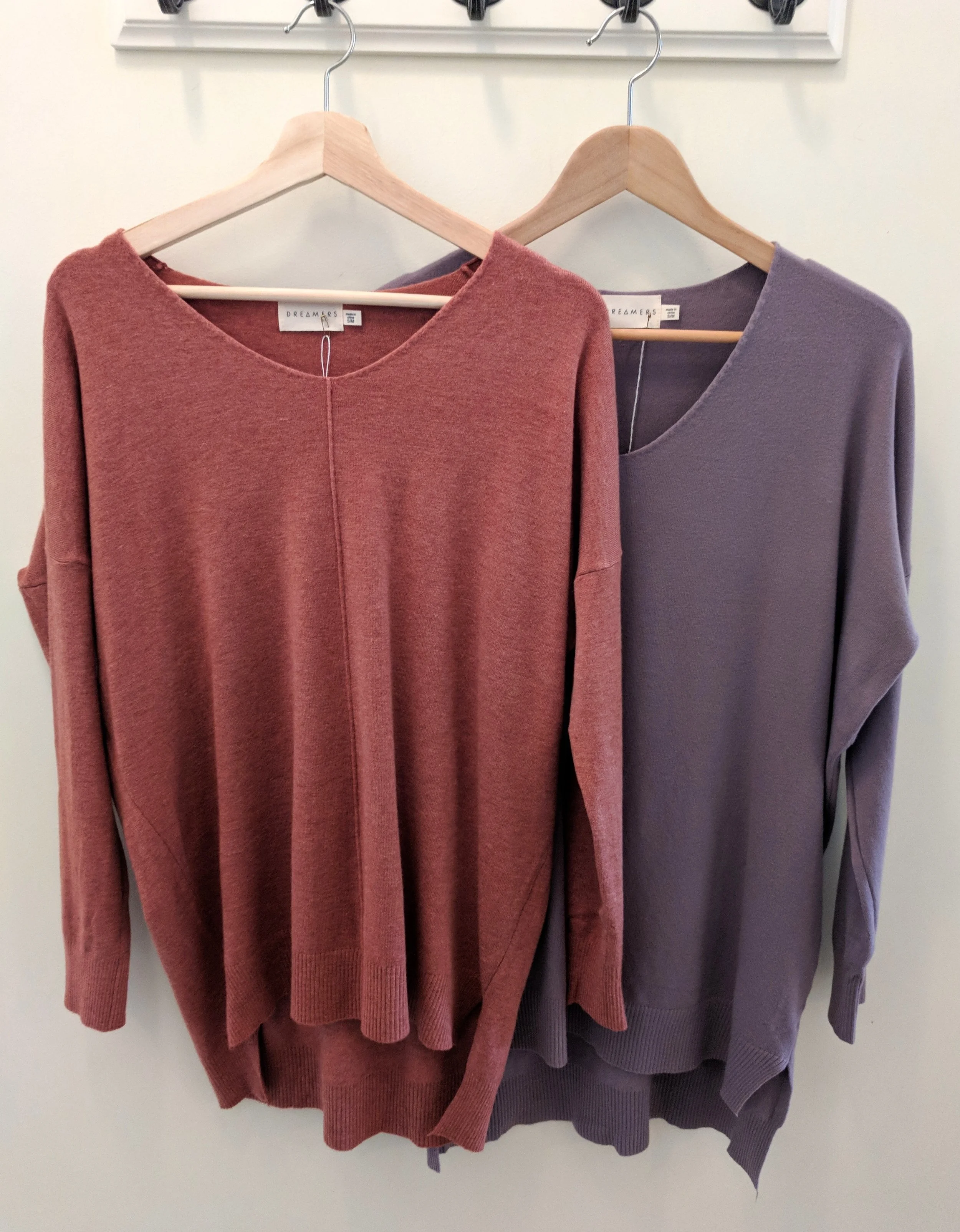 Heather Coral and Dusty Lavender Dreamer Sweater $42