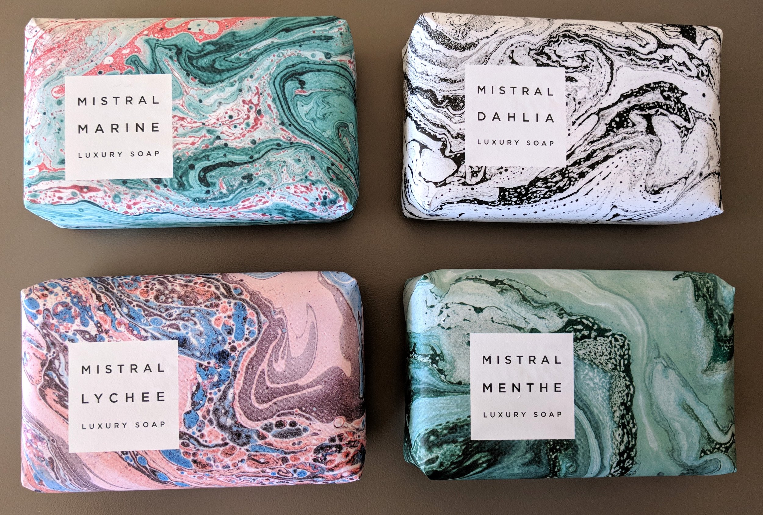 Mistral Luxury Soap Mint, Marine, Lychee Rose and Dahlia