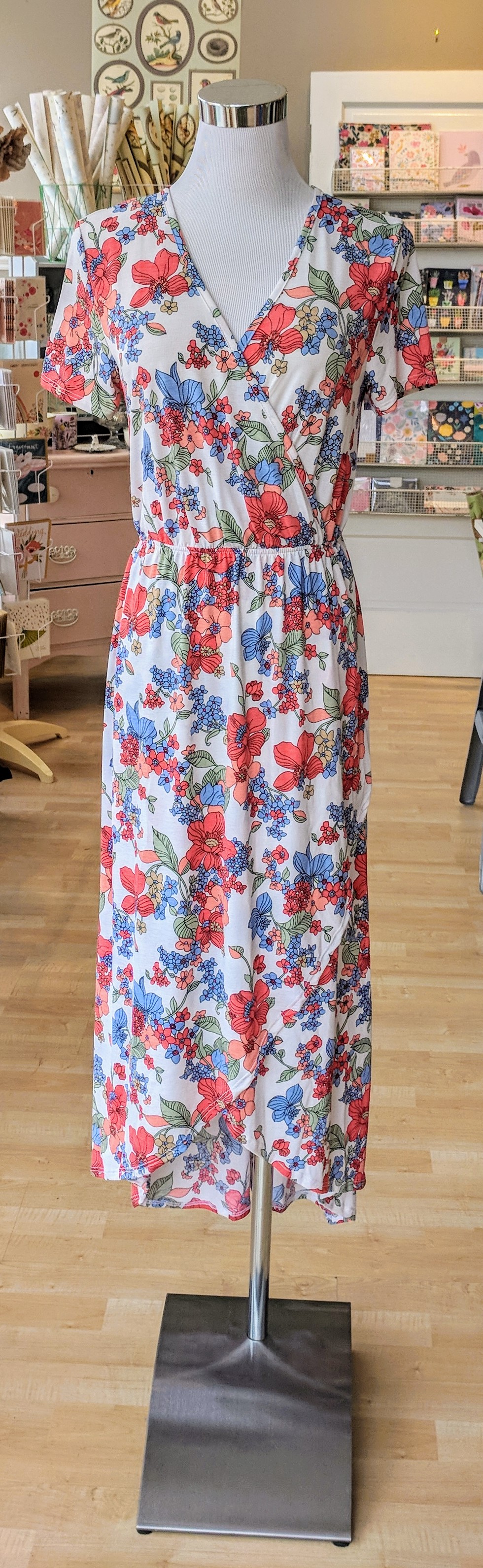 White floral midi layer dress $38