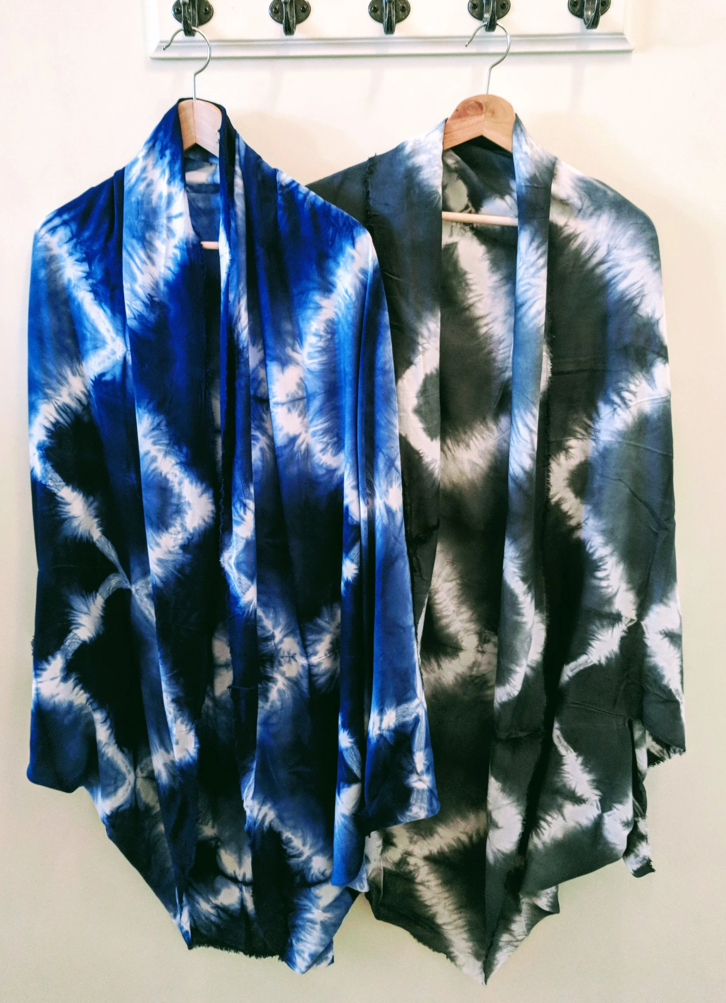 Blue and Grey Diamond tie dye cocoon kimono. 
