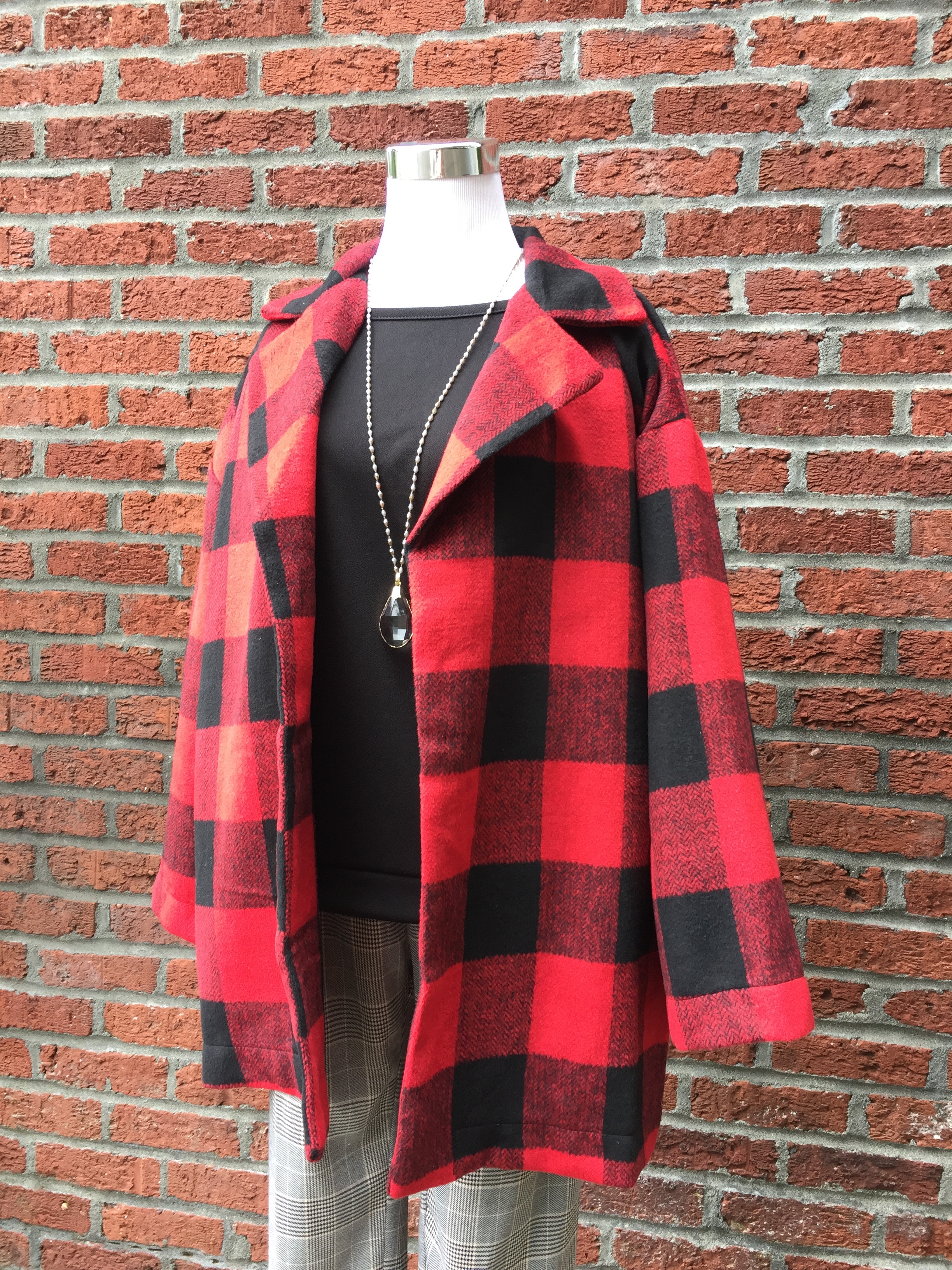 Plaid Coat (Red and Black)