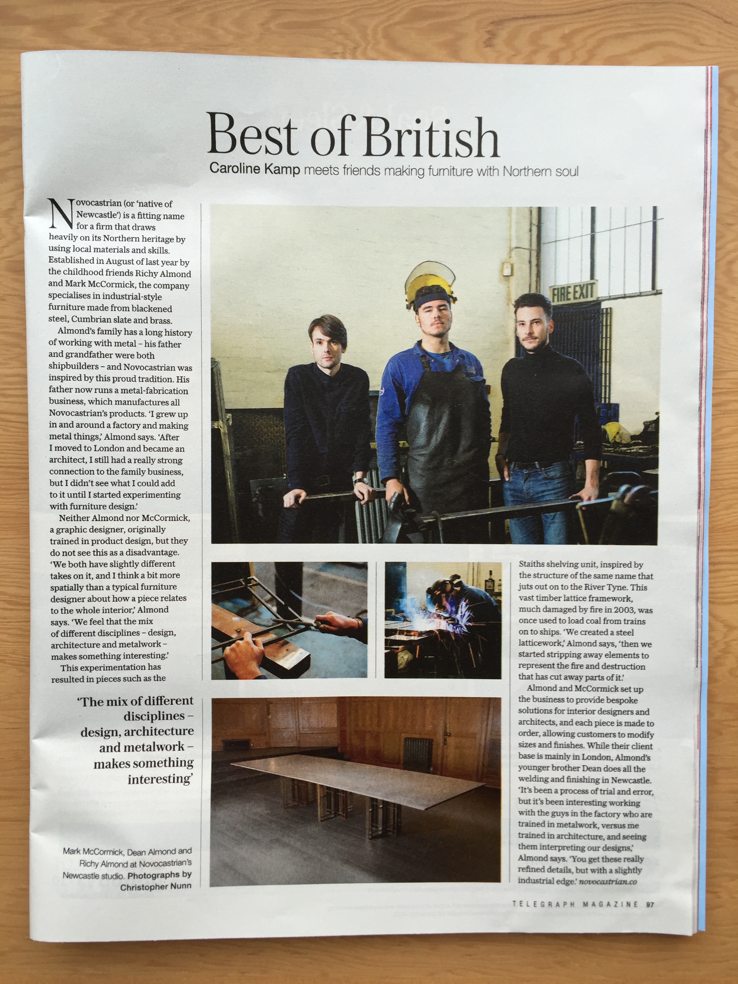 I interviewed Richy Almond of new British design company Novocastrian for The Telegraph Magazine (Saturday). 