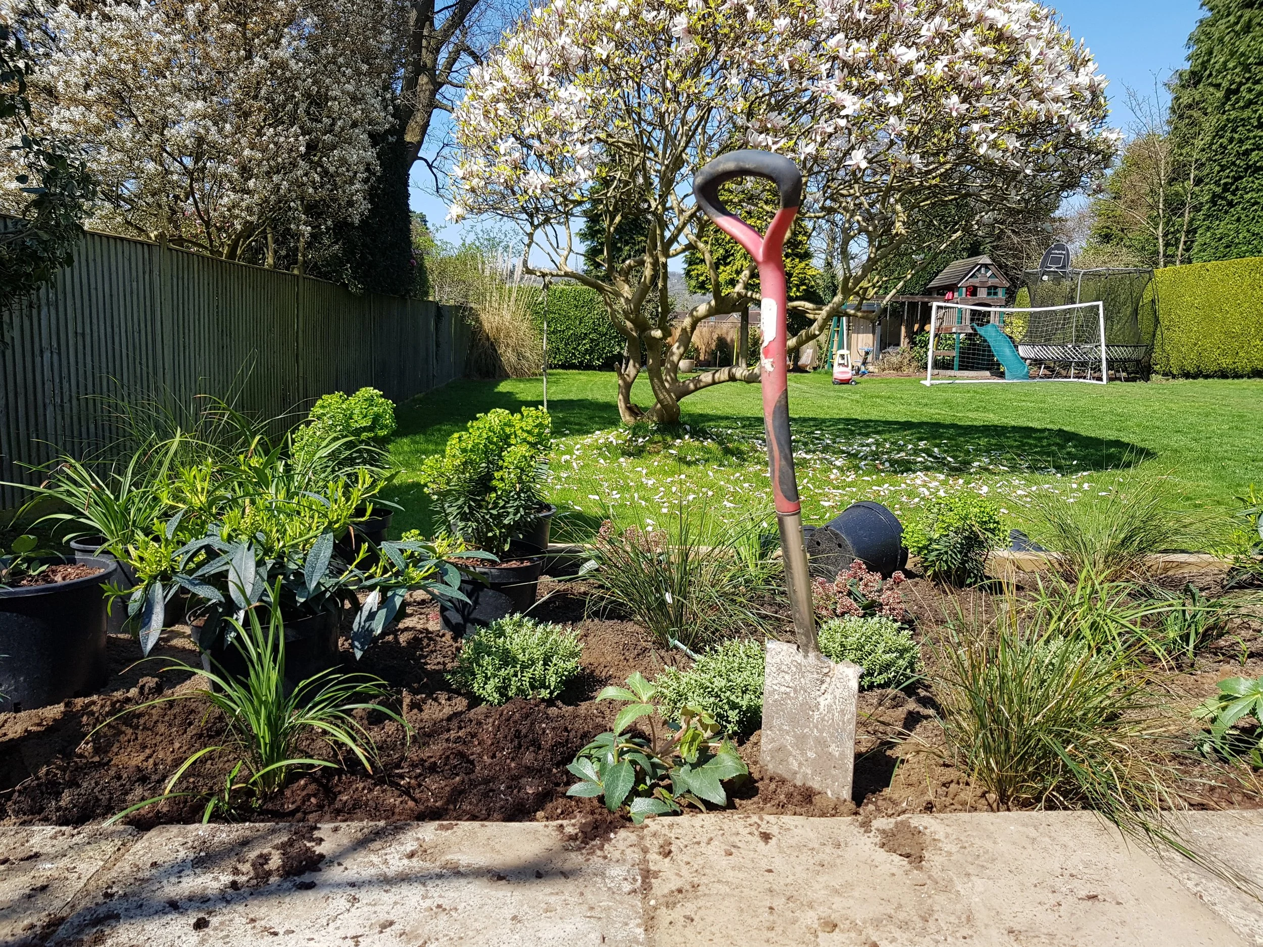 Half way through planting one of the beds...