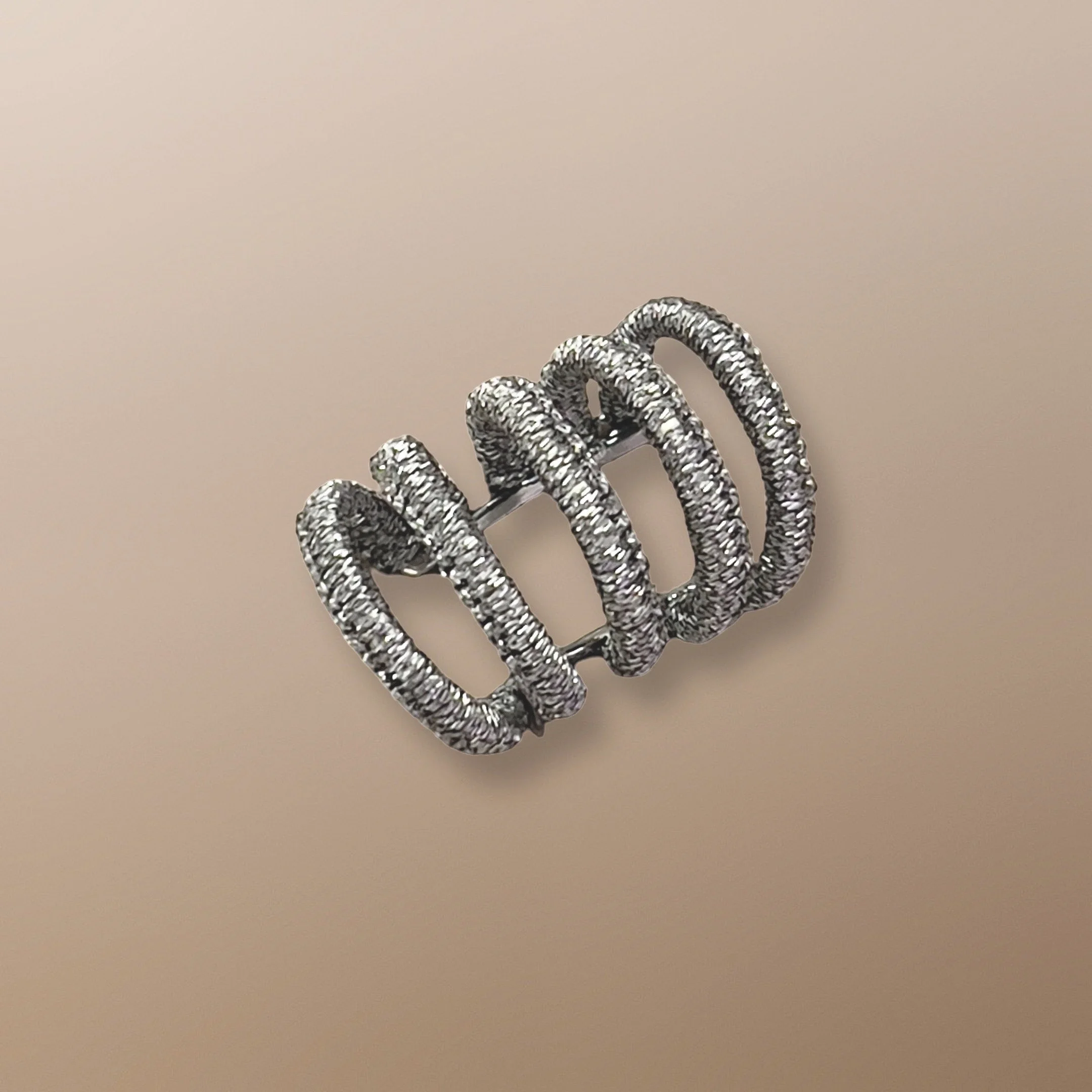 ERCBG108 SLV FIVE ROW STERLING SILVER EAR CUFF HAND WOVEN WITH SILVER CORD 1.JPG