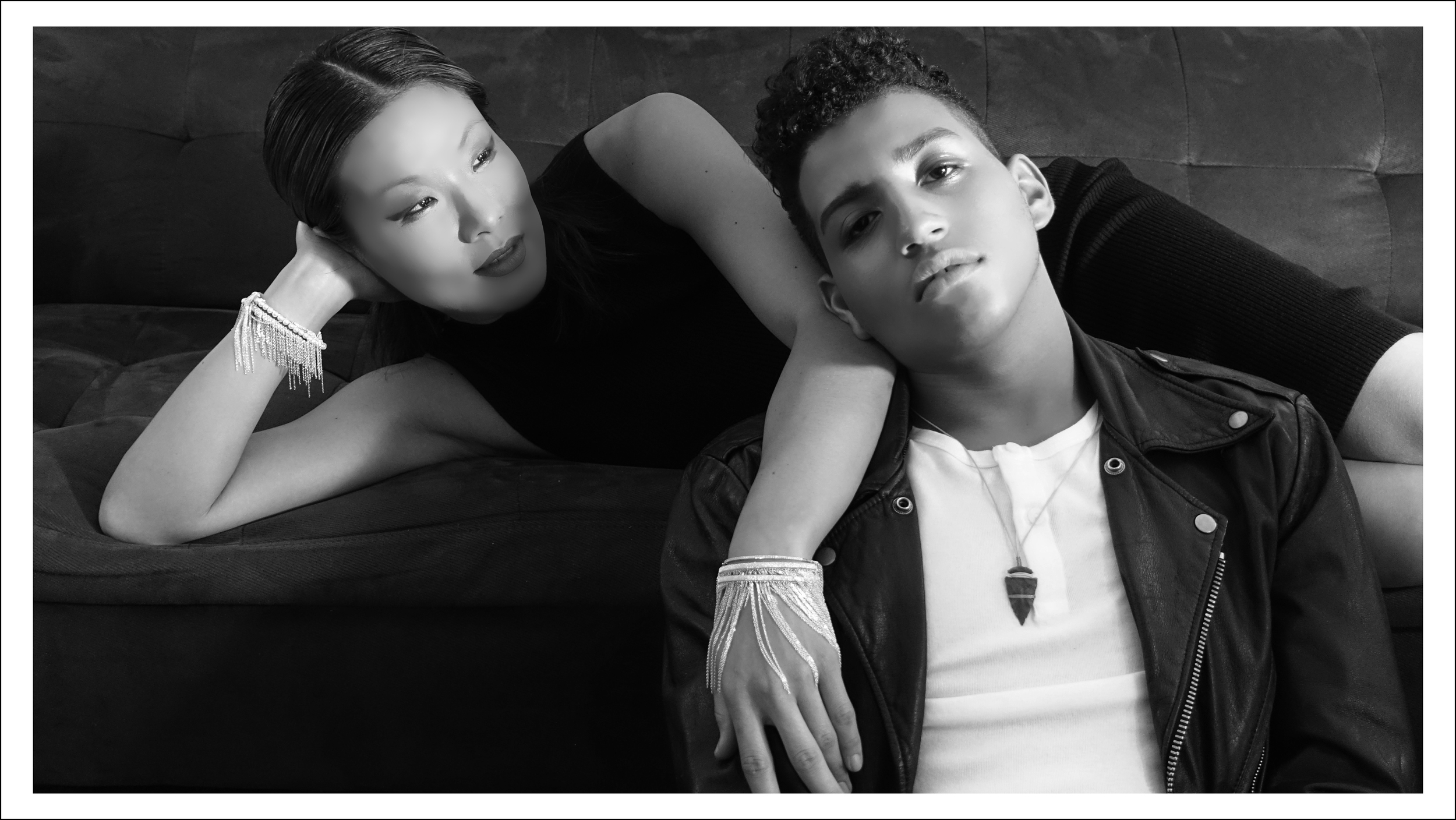 All photography, jewelry, styling and design direction: Simon Alcantara Cinematography: Simon Alcantara Models: Riji Suh and Maxmillion Makeup, hair, and grooming: Griselle Rosario Beauty Assitant: Jennifer Molina Poetry: Jermaine Brown Post Production: Max Rosario Produced by Creative Collective Col-LAB