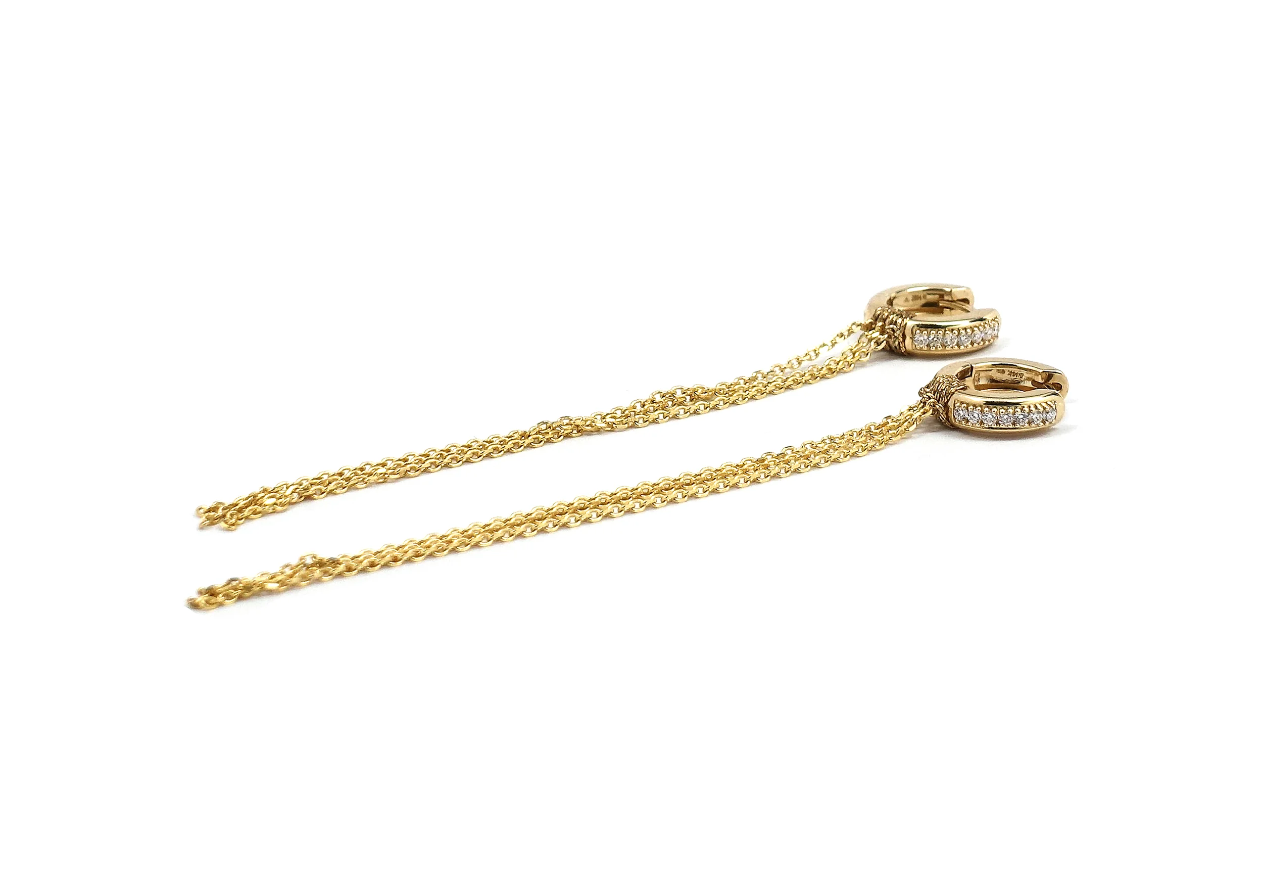SIMON ALCANTARA 14KT YELLOW GOLD 13MM DIAMOND PAVE HOOP HAND WOVEN WITH 3” 14KT YELLOW GOLD FRINGE 3 STRANDS.jpg
