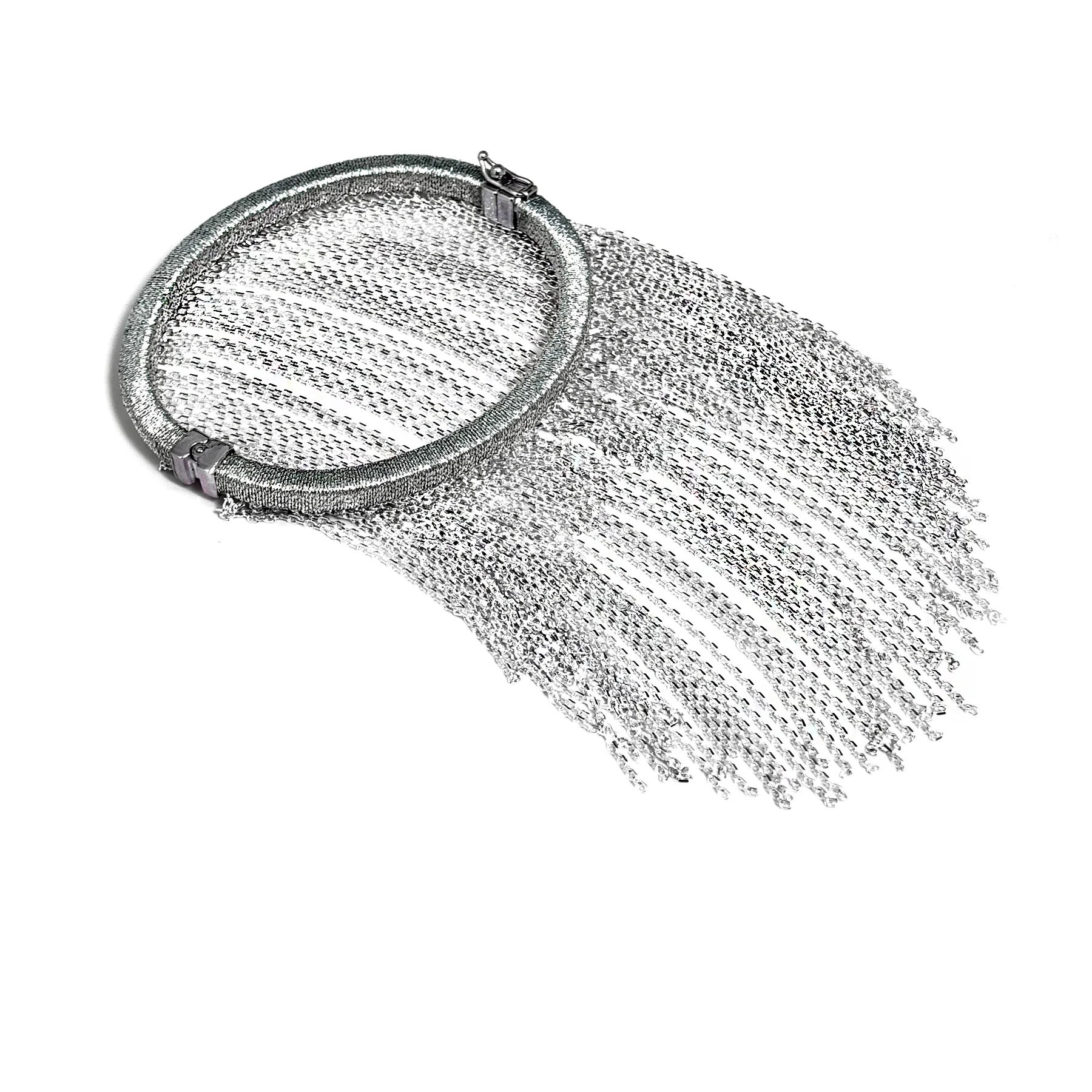 BSC100 SS 3" STERLING SILVER BANGLE HAND WOVEN WITH STERLING SILVER 3" FRINGE