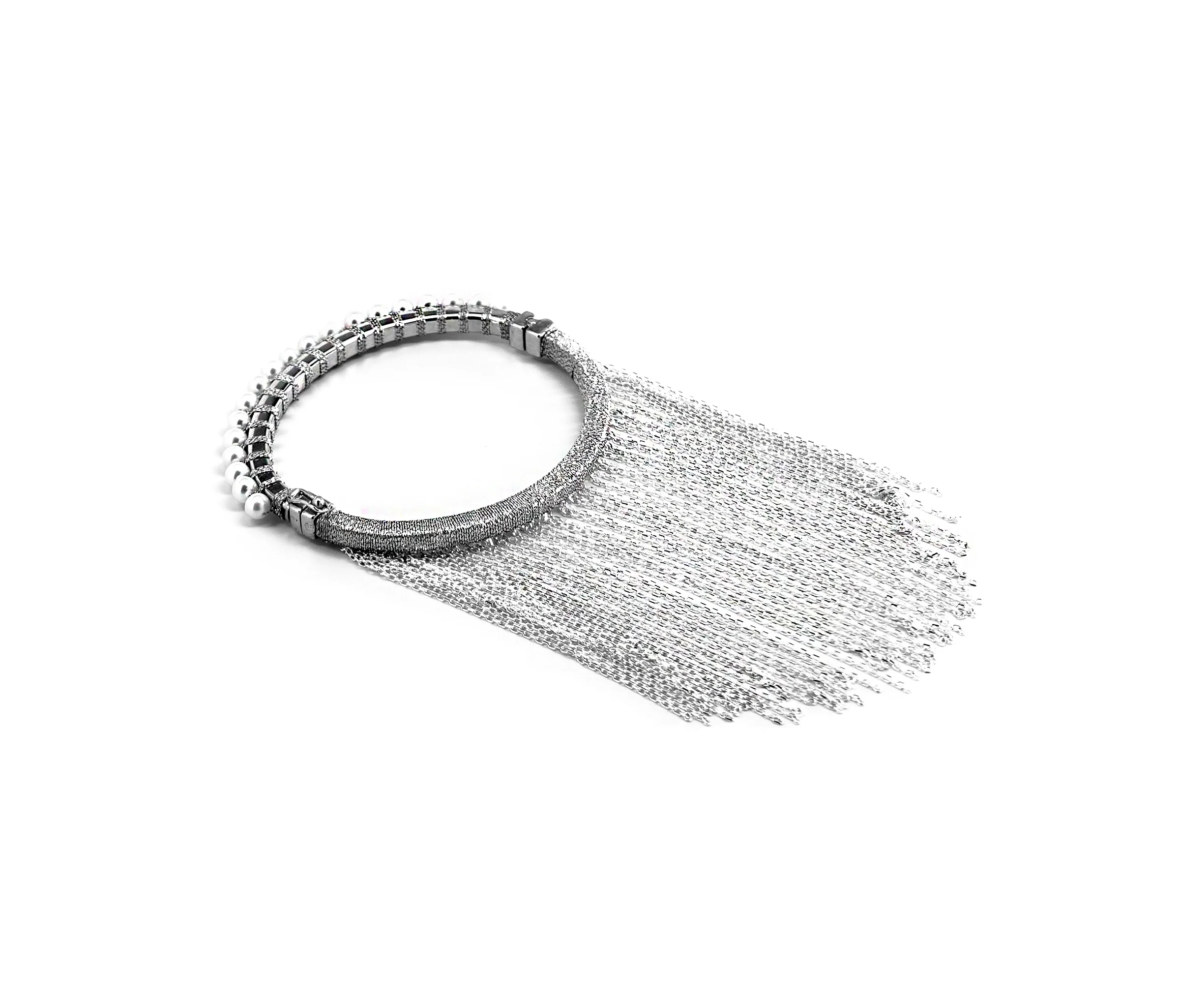 BSC102 SS 3” BANGLE WITH 3” FRINGE AND PEARLS .jpg