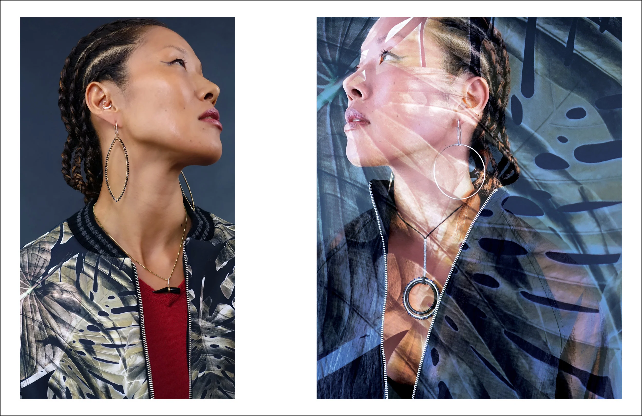Models: Riji Suh & Maxmillion Photography, jewelry, styling, art direction, and design direction: Simon Alcantara Post Production: Max Rosario Hair: Joni Johnson of Kropps and Bobbers Salon