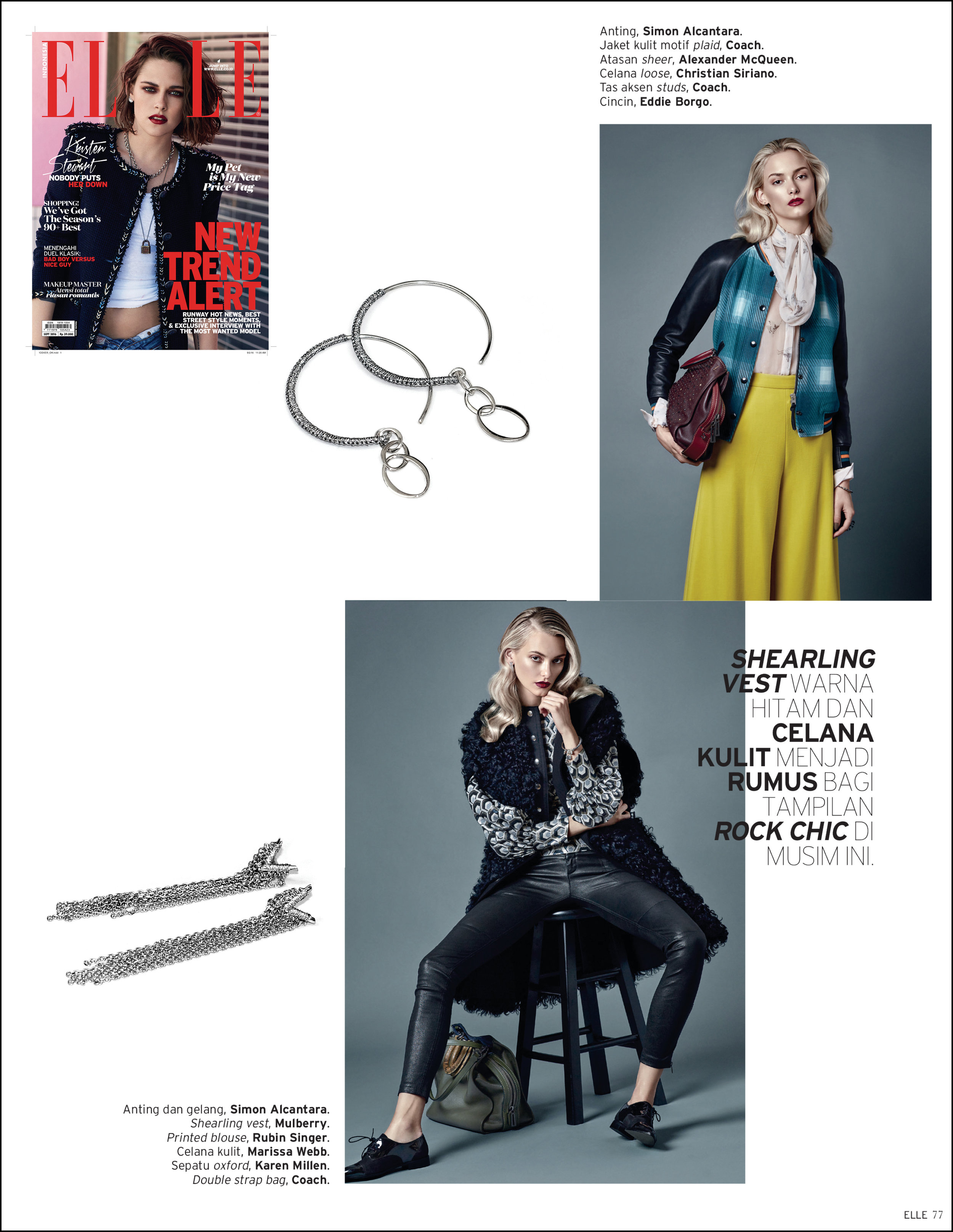 ELLE INDONESIA, SEPTEMBER 2016 ISSUE, SIMON ALCANTARA M31 ANDROMEDA COLLECTION EARRINGS, STYLED BY OSCAR MONTES DE OCA