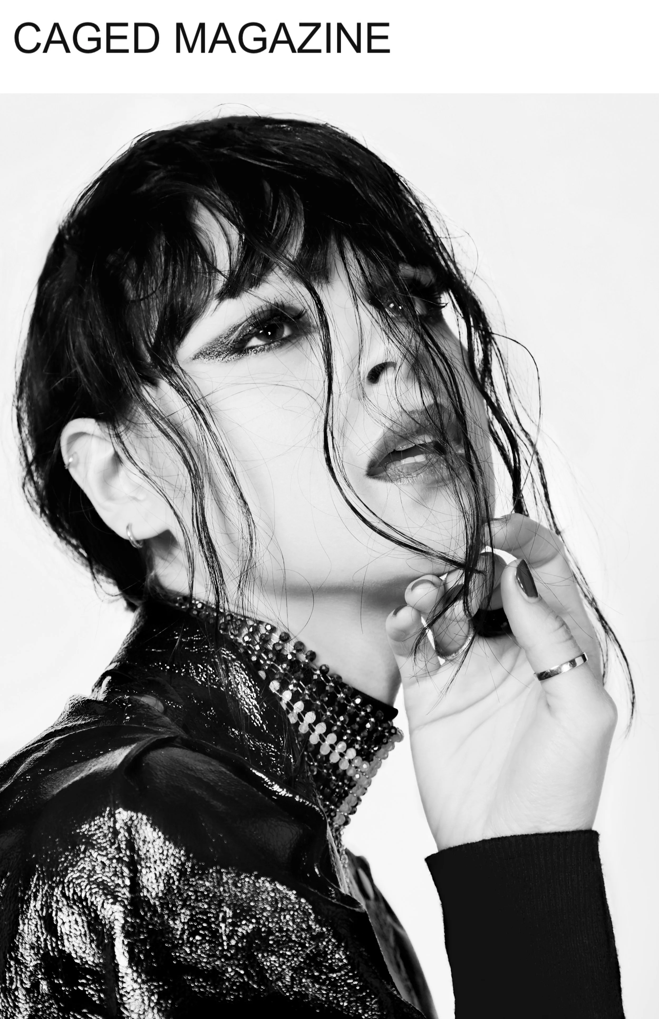SIMON ALCANTARA ARCHIVE STERLING SILVER, HEMATITE, AND CHALCEDONY HANDMADE CHOKER CONTACT US FOR INFORMATION PHOTOGRAPHY: BARRY HOLLYWOOD STYLIST: ALISON HERNON @GERARD ARTISTS NY MODEL: ANA CRISTINA NEW YORK MODEL MANAGEMENT MAKEUP: BERNADINE BIBIANO USING MAC COSMETICS HAIR:BERNADINE BIBIANO USING ORIBE