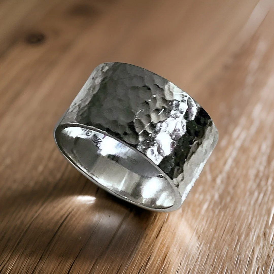SIMON ALCANTARA HAMMERED STERLING SILVER AFFIRMATION RING A.JPG