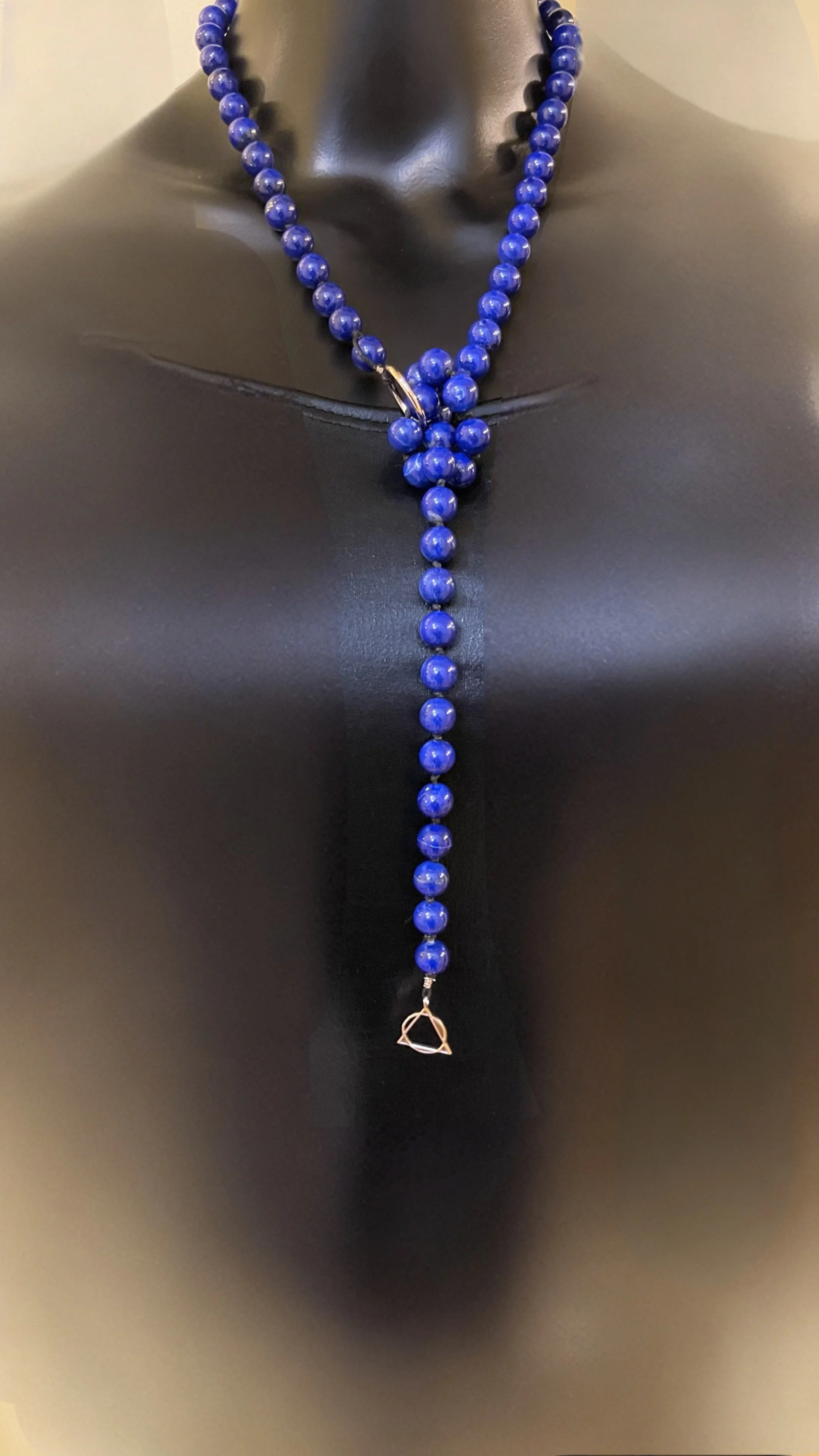 NLR100 SMOOTH LAPIS LAZULI (EXCELLENT GRADE), 14KT ROSE GOLD RING AND LOGO, LARIAT. ALSO AVAILABLE IN 10MM, 8MM, OR 6MM STONES. CL.jpg