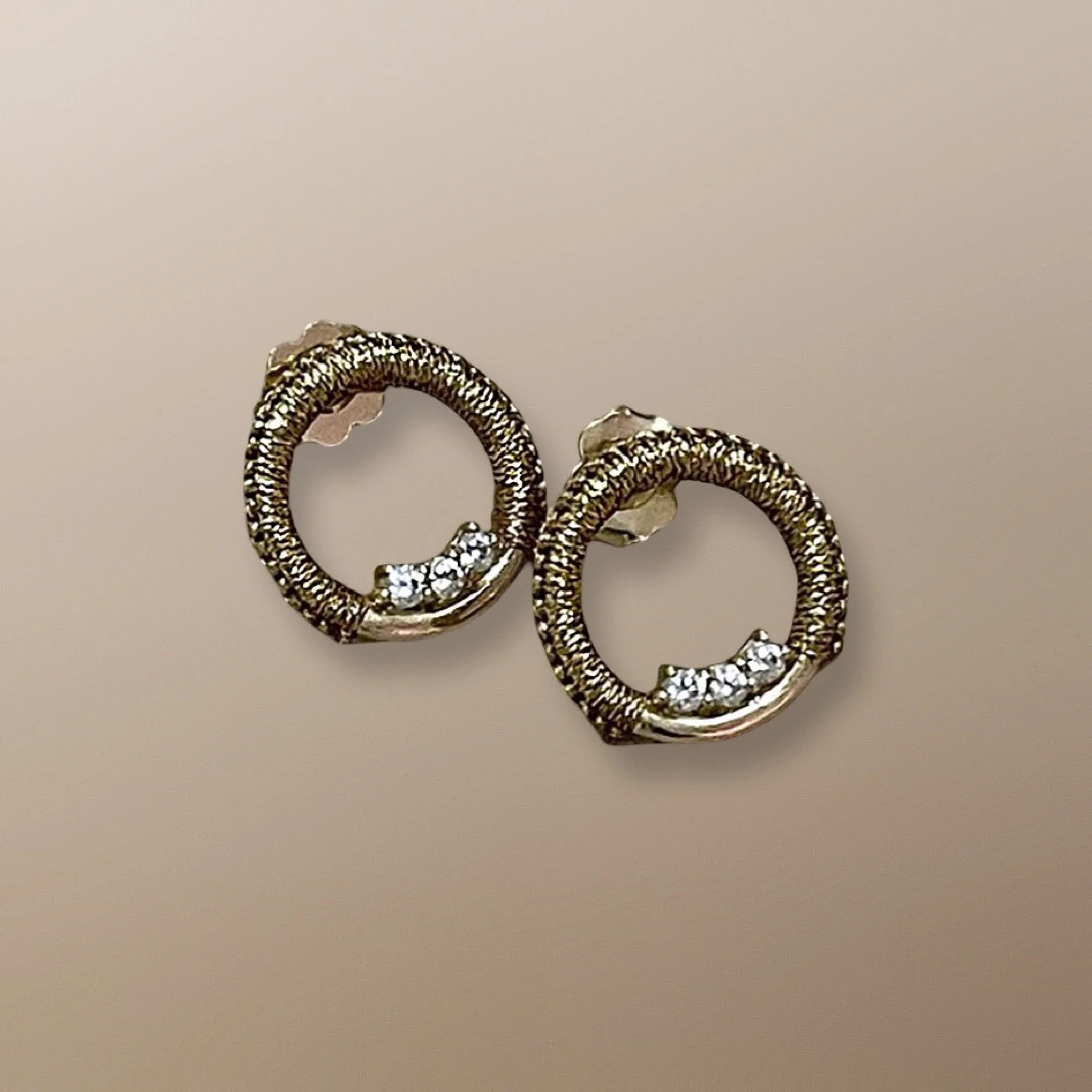 EDL106 13.9MM 14KT YELLOW AND DIAMONDS 1/6 CTW HAND WOVEN WITH GOLD CORD. ALSO AVAILABLE IN WHITE GOLD OR ROSE GOLD.