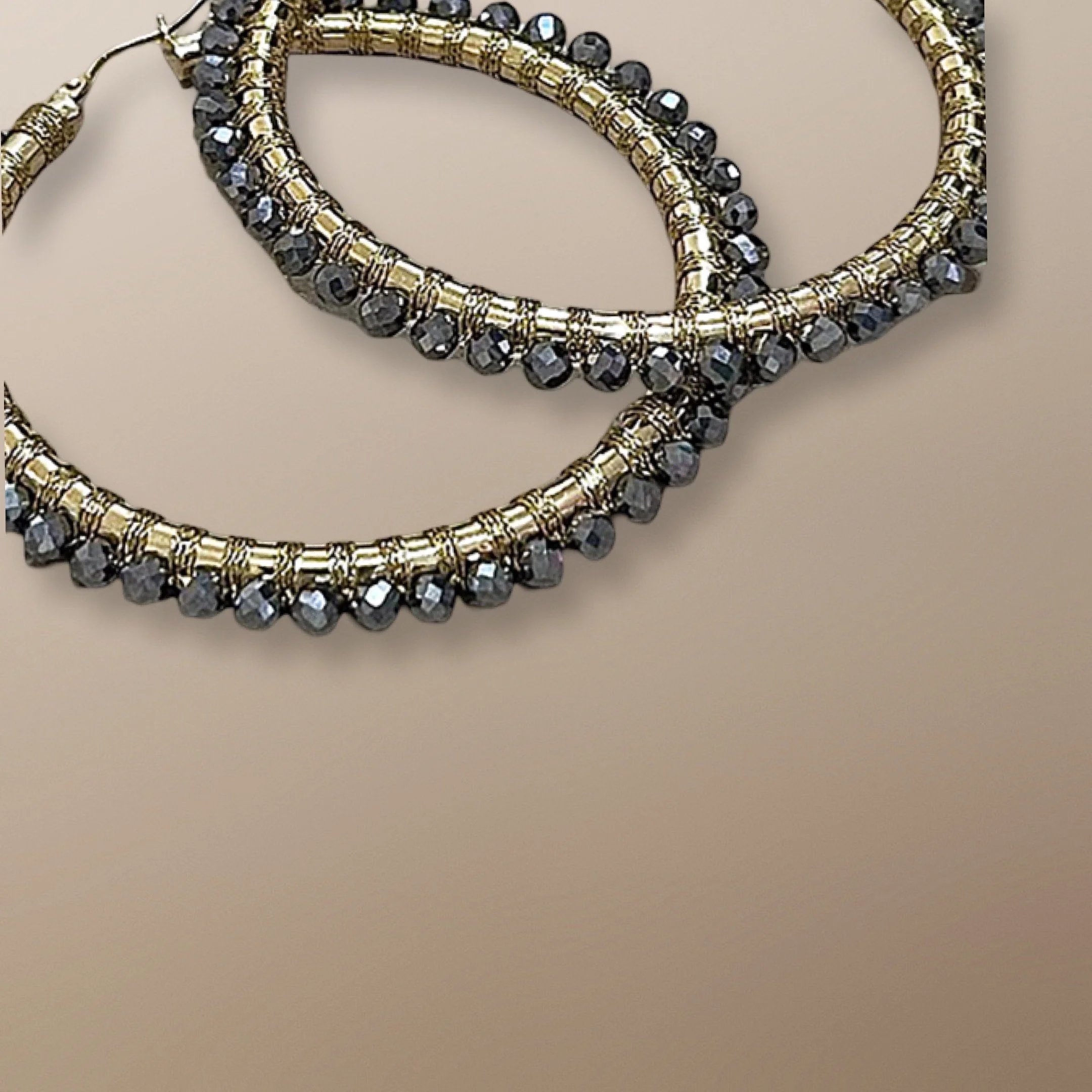 EDL100YG 14KT YELLOW GOLD HOOPS HAND WOVEN WITH TERAHERTZ 2.JPG