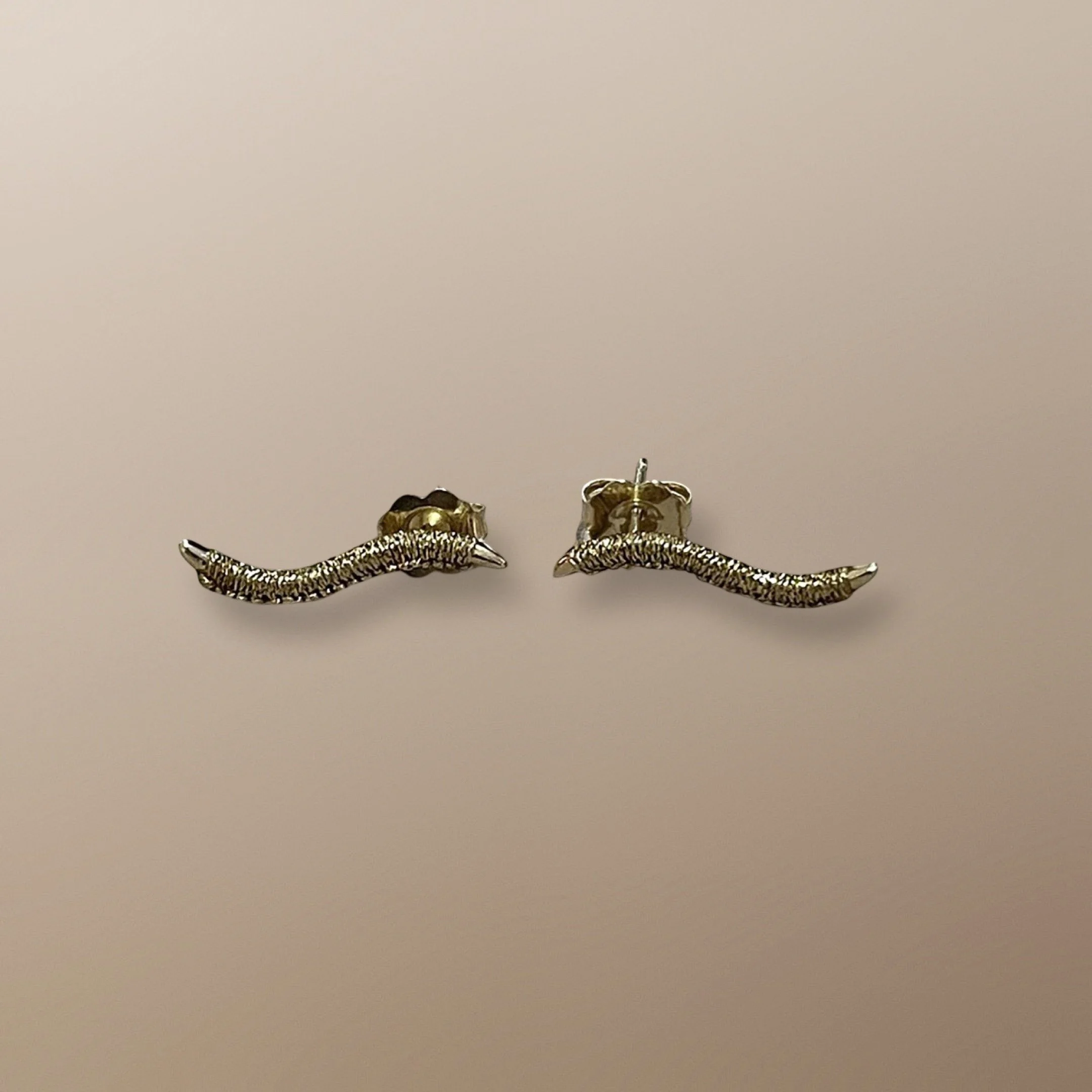 EDL110 14KT YELLOW GOLD HAND WOVEN WAVE EAR CLIMBERS 18.8MM X 3.3MM. ALSO AVAILABLE IN ROSE GOLD OR WHITE GOLD.