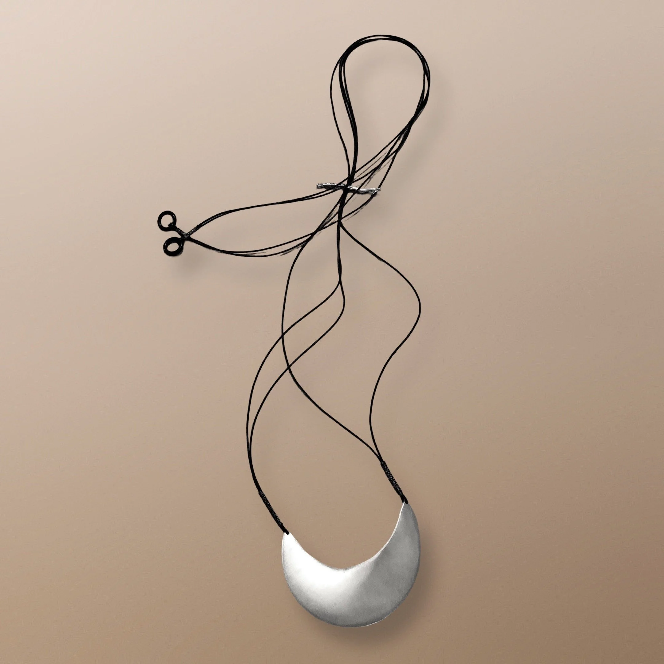 NFLW121SS BRUSHED  CRESCENT, WITH  SIGNATURE BRANCH AND BLACK AGATE ACCENTS, AVAILABLE IN FOUR METALS