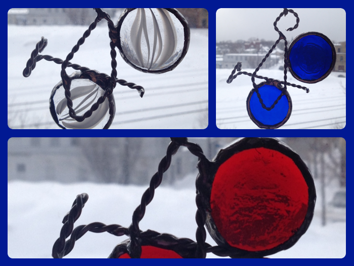 Red and Clear swirl bike are approximately 3.75 inches across, Blue bike is approximately 5 inches across