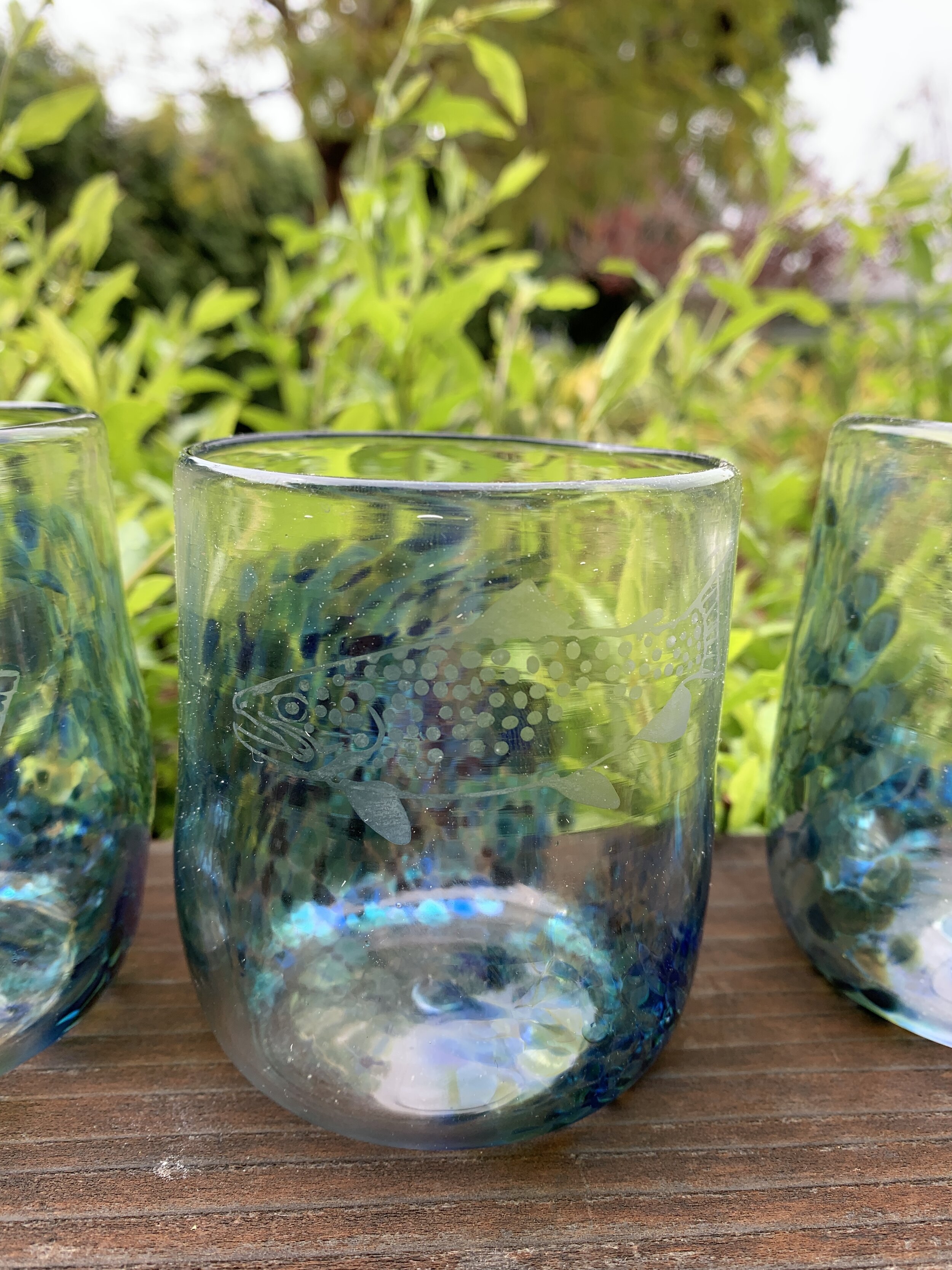Yellowstone Trout Glasses handblown Glassisum