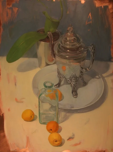 pitcher & orchids with apricots