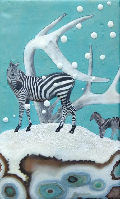 then she was gone 2013 encaustic & mixed media on panel 10 x 6 inches