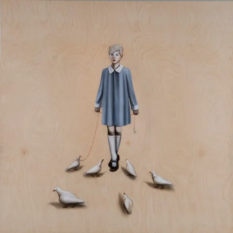 birds of pray 2013 encaustic & oil on baltic birch 48 x 48 inches