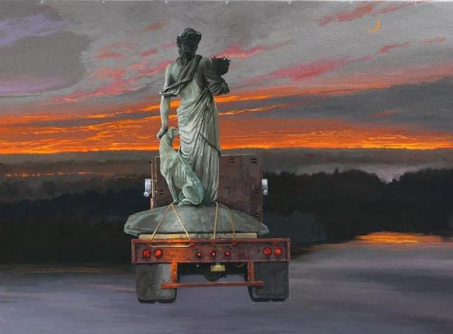 evening muse with hound 2013 oil on canvas 28 x 38 inches