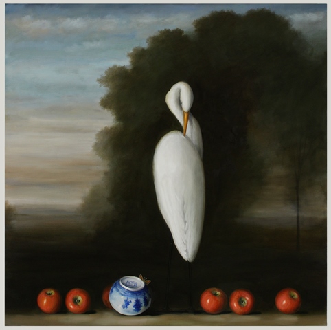egret and apples 2014