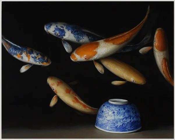 koi and blue bowl 2014