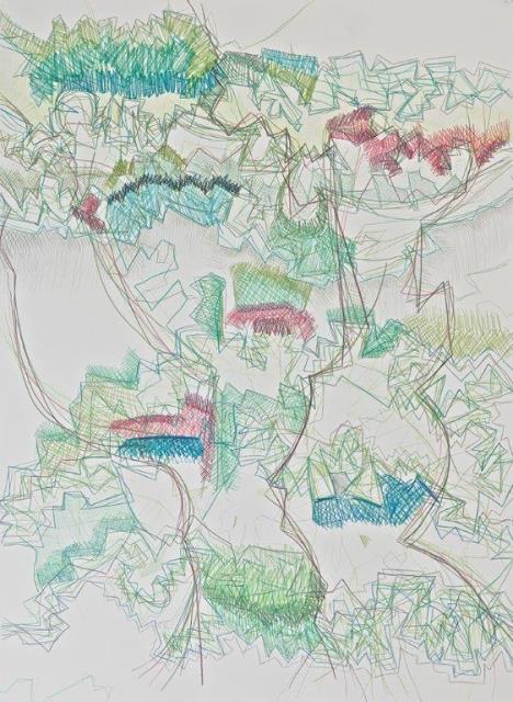 green, blue & red zig zag by selena beaudry