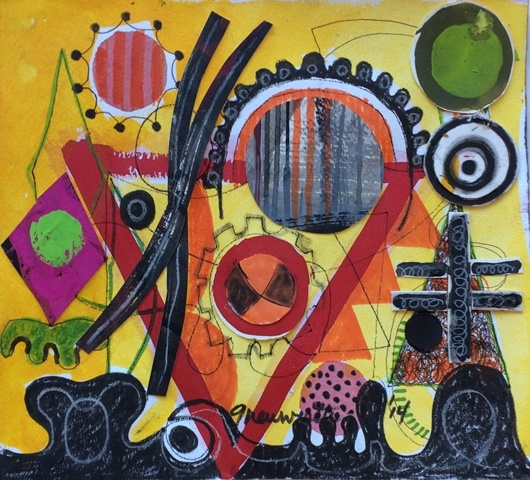 untitled 2014 mixed media collage on paper 9 x 10 inches