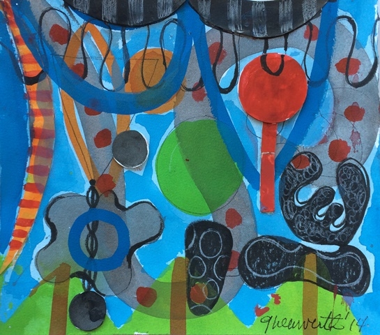 untitled 2014 mixed media collage on paper 9 x 10 inches