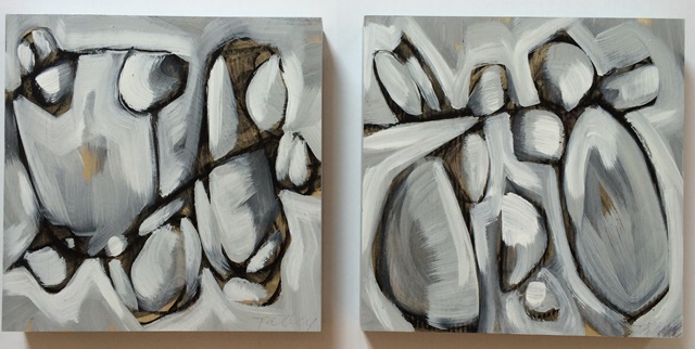 cloud seed i & ii mixed media on panel 10 x 10 inches each