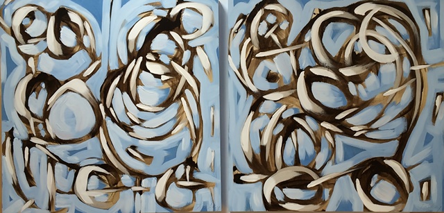 spin i & ii 2014 mixed media on panel 24 x 24 inches each