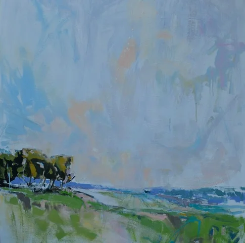 view &amp; the vineyard 2015&nbsp;-&nbsp;acrylic,oil &amp; graphite on canvas -&nbsp;60 x 60 inches
